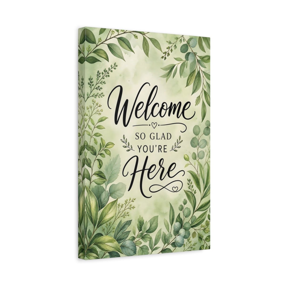 Nature Welcome Text Botanical Canvas Print – Watercolor Entryway, Feature Wall - YesArtYes
