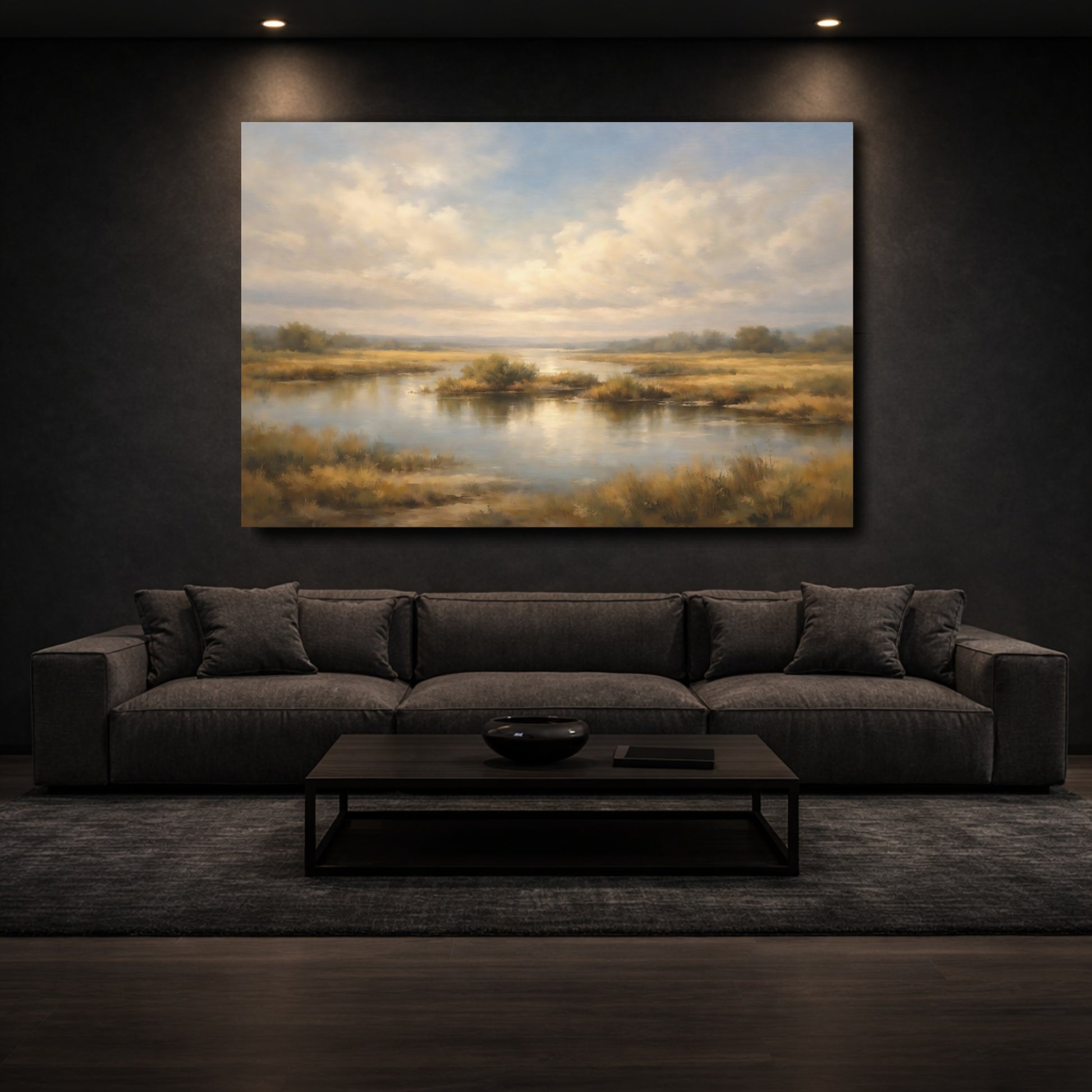 Mockup 2. Nature Wetlands Landscape Muted Landscape shown as stretched canvas wall art
