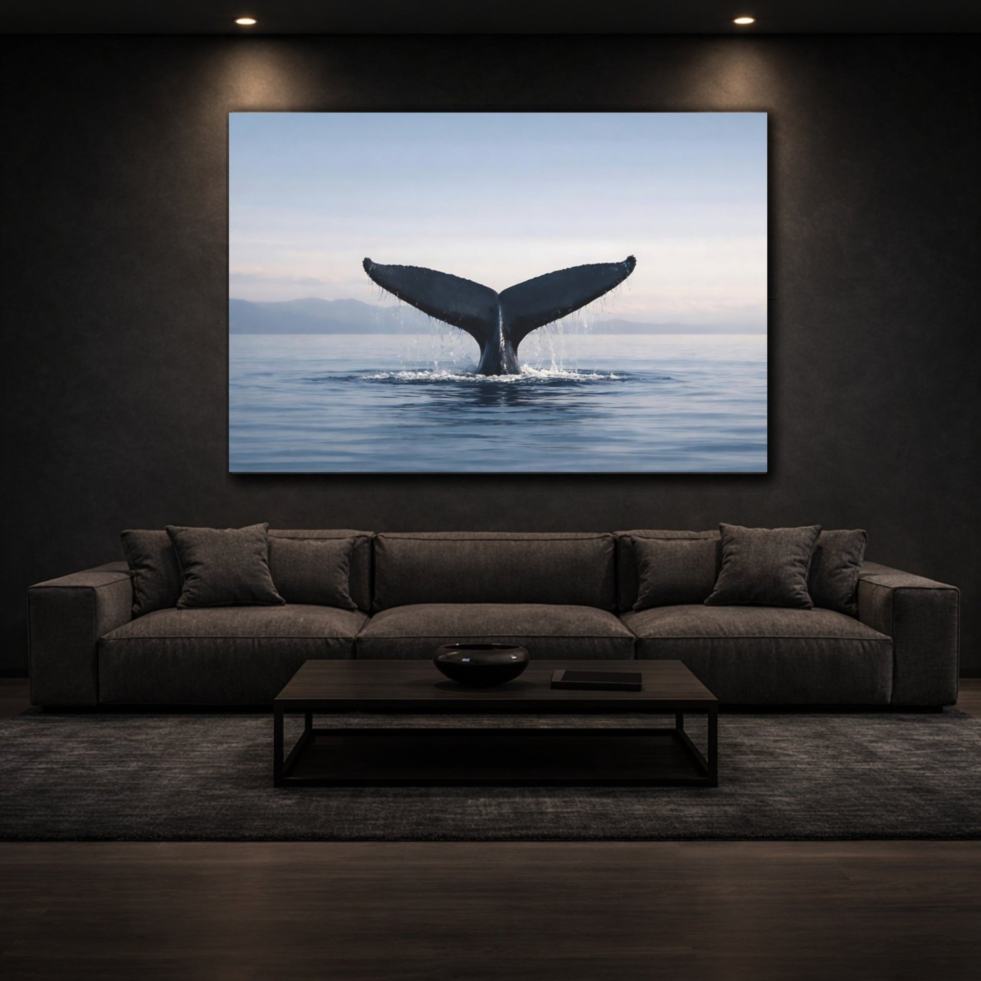 Nature Whale Tail Blue Ocean - Canvas Wall Art Print - YesArtYes