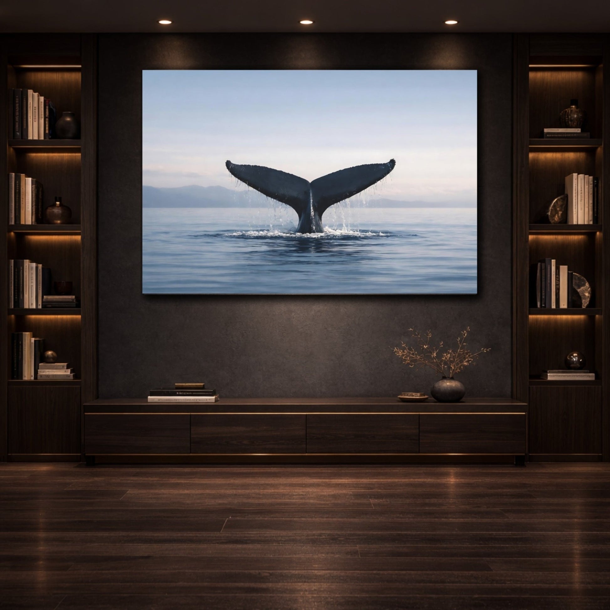 Nature Whale Tail Blue Ocean - Canvas Wall Art Print - YesArtYes