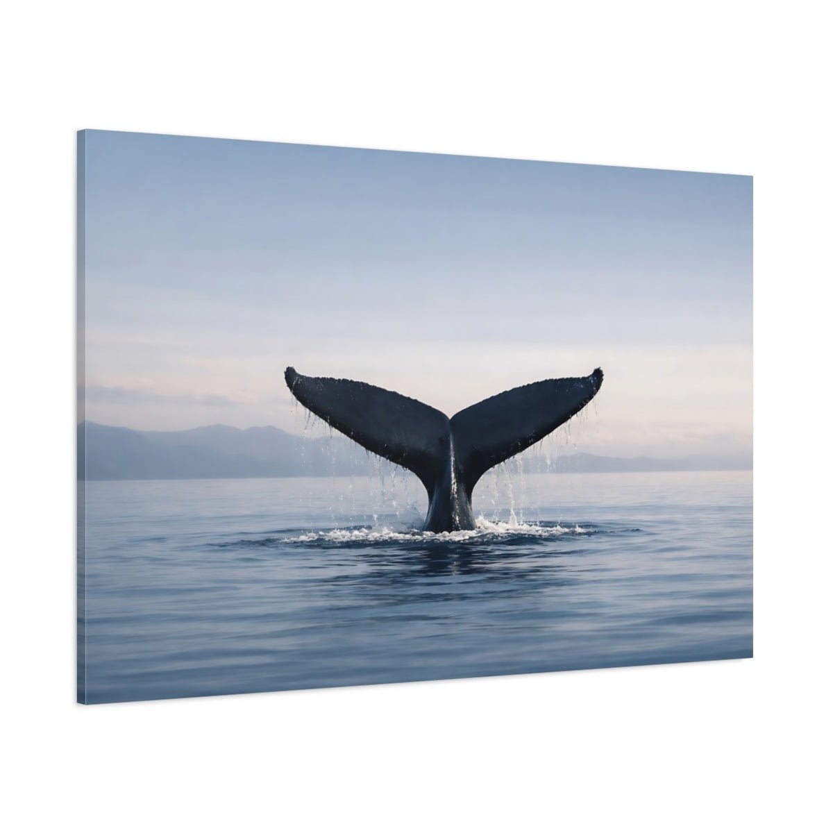 Nature Whale Tail Blue Ocean - Canvas Wall Art Print - YesArtYes