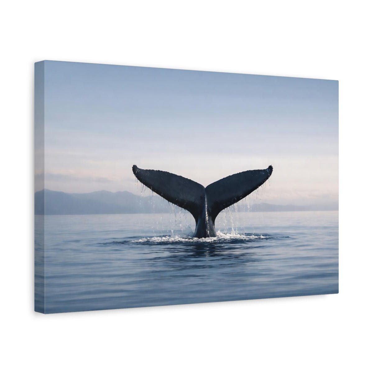 Nature Whale Tail Blue Ocean - Canvas Wall Art Print - YesArtYes