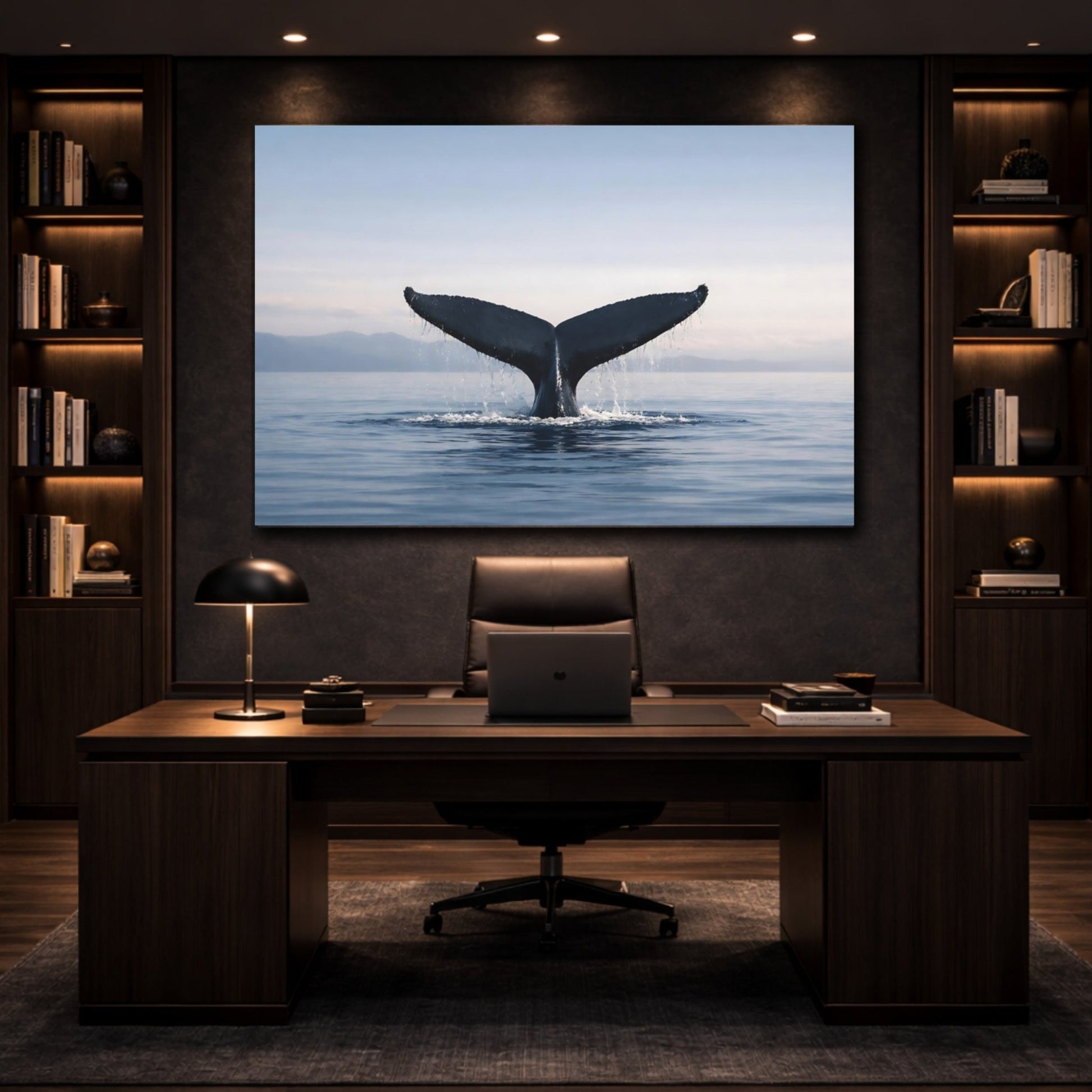 Nature Whale Tail Blue Ocean - Canvas Wall Art Print - YesArtYes