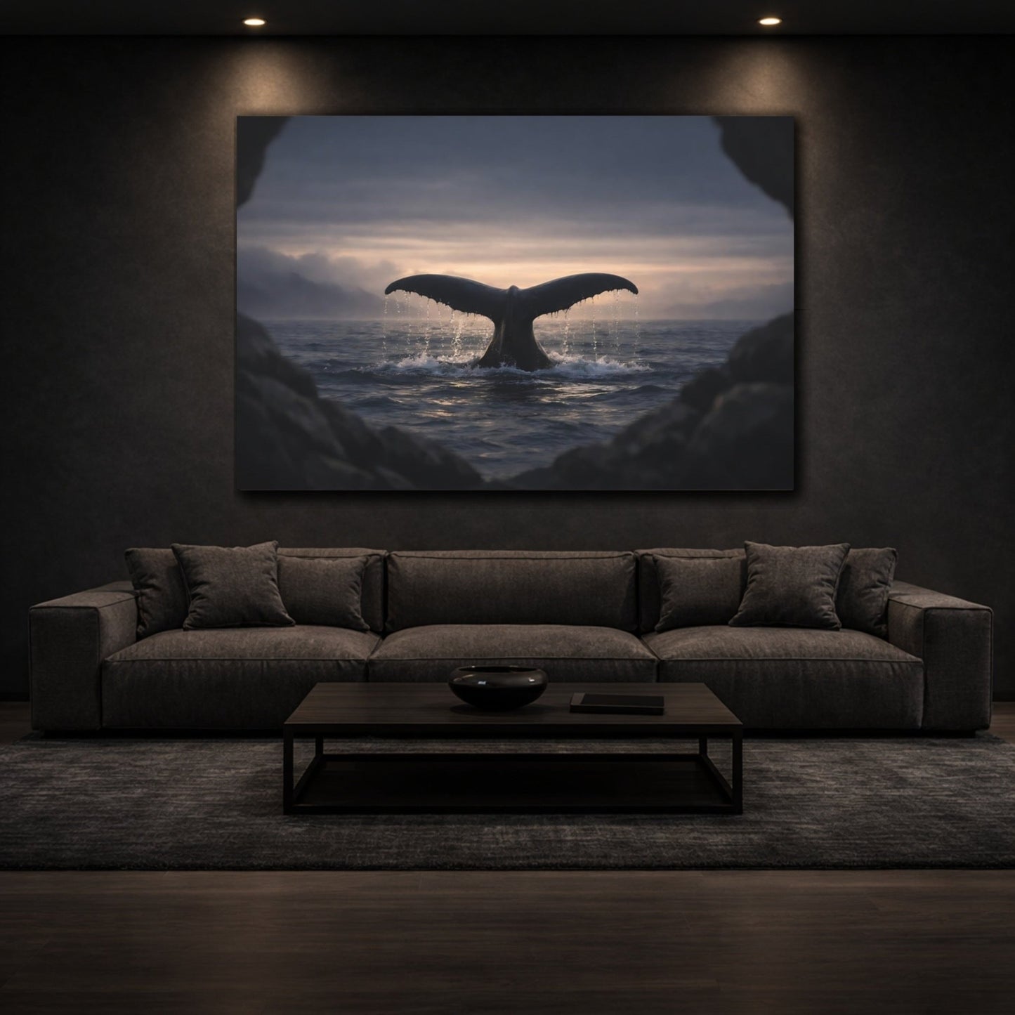 Nature Whale Tail Ocean Sunset - Canvas Wall Art Print - YesArtYes