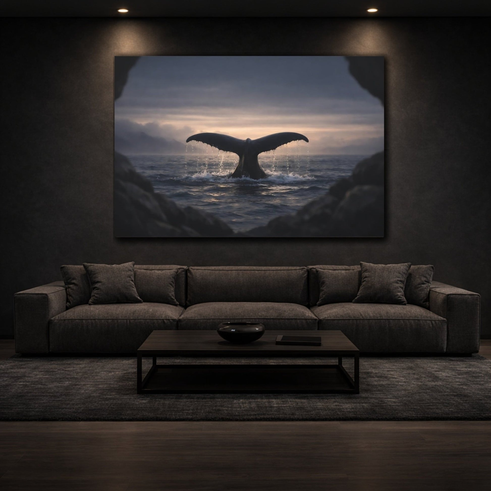 Nature Whale Tail Ocean Sunset - Canvas Wall Art Print - YesArtYes