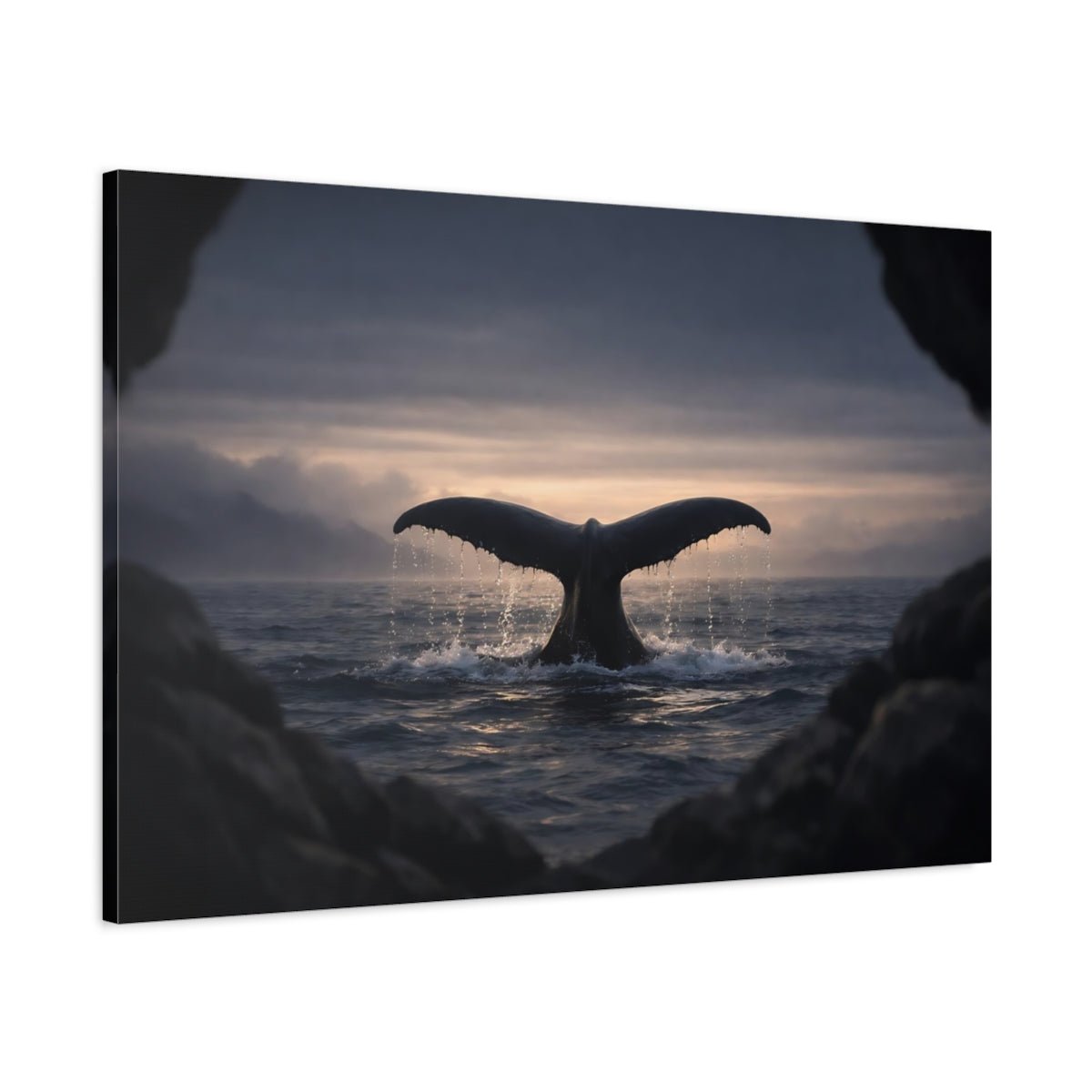 Nature Whale Tail Ocean Sunset - Canvas Wall Art Print - YesArtYes