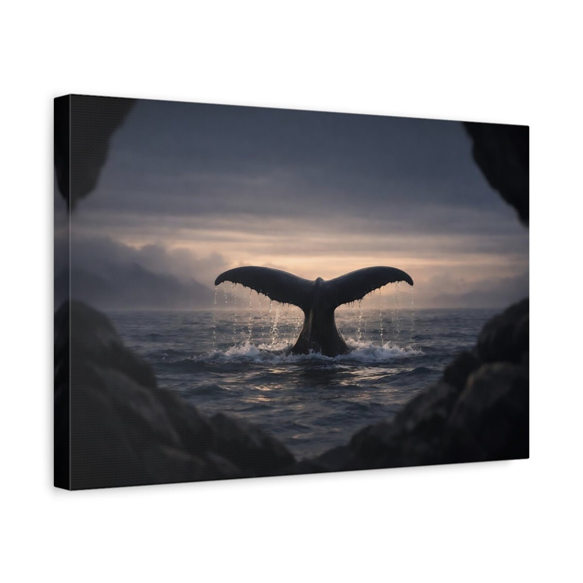 Nature Whale Tail Ocean Sunset - Canvas Wall Art Print - YesArtYes