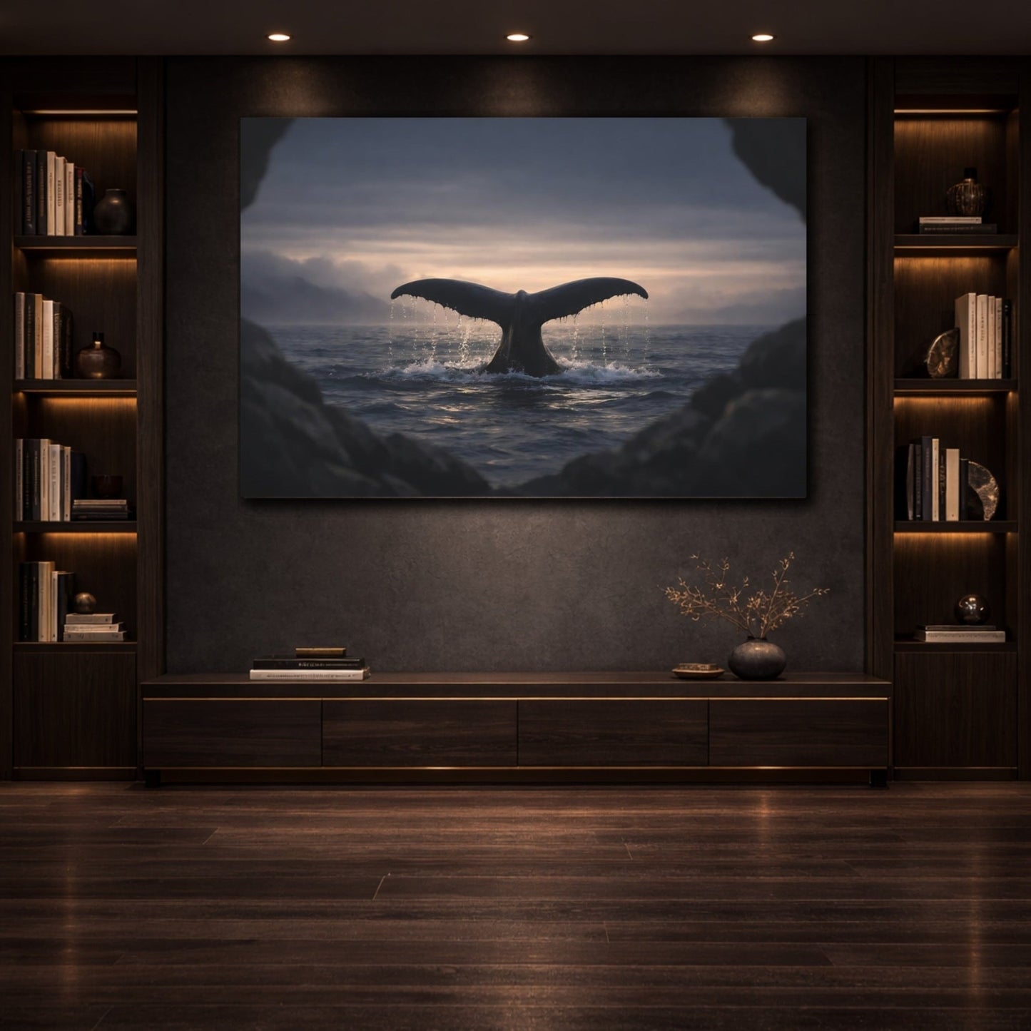Nature Whale Tail Ocean Sunset - Canvas Wall Art Print - YesArtYes