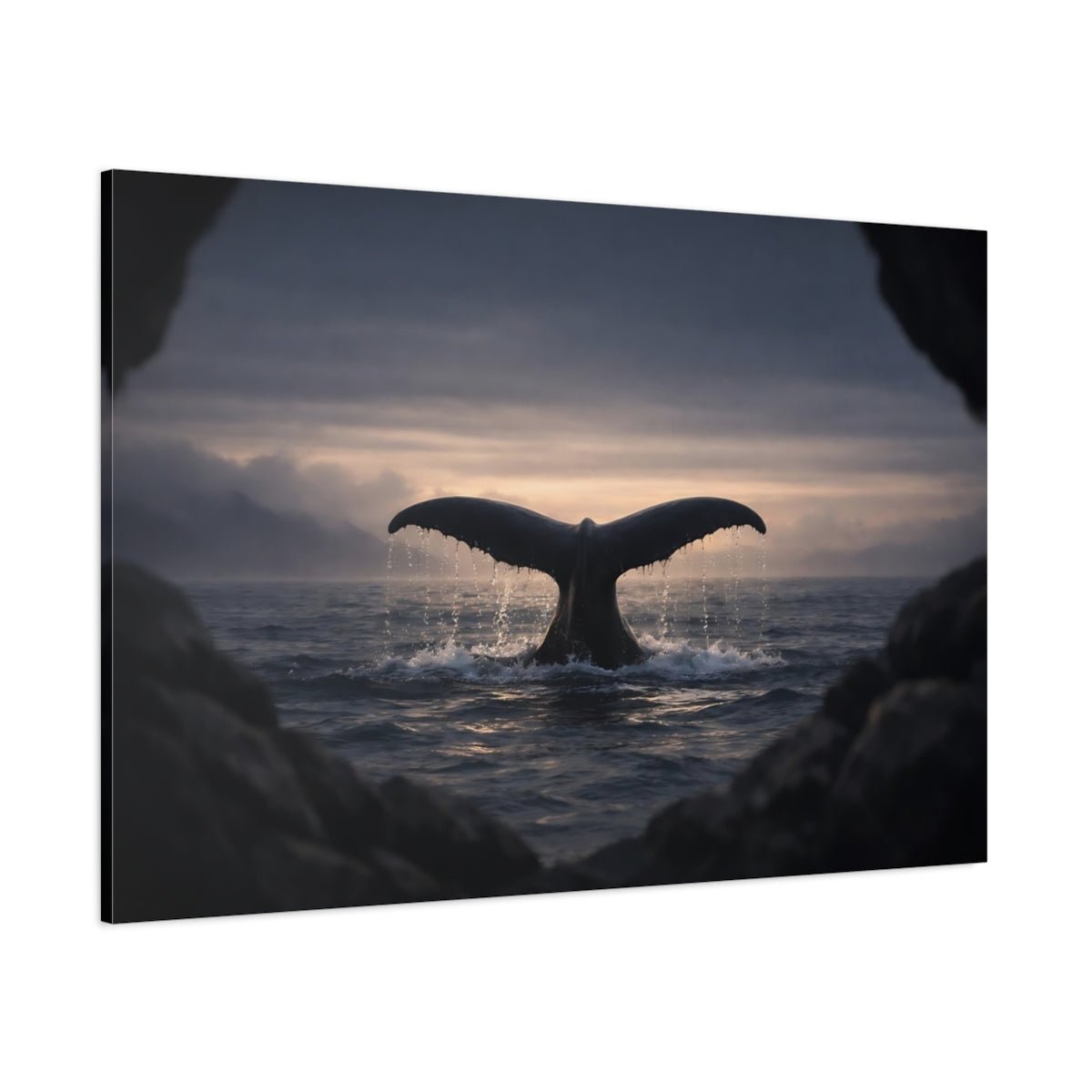 Nature Whale Tail Ocean Sunset - Canvas Wall Art Print - YesArtYes