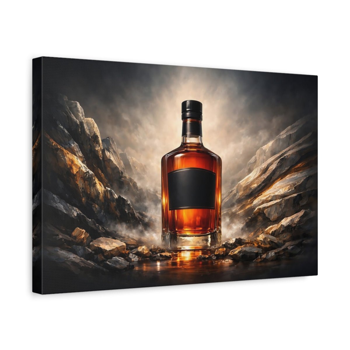 Nature Whiskey Bottle Landscape - Canvas Wall Art Print - YesArtYes