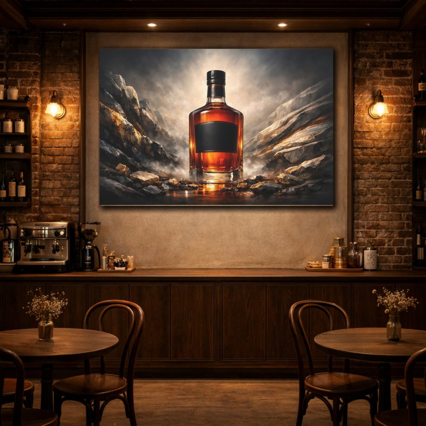 Nature Whiskey Bottle Landscape - Canvas Wall Art Print - YesArtYes