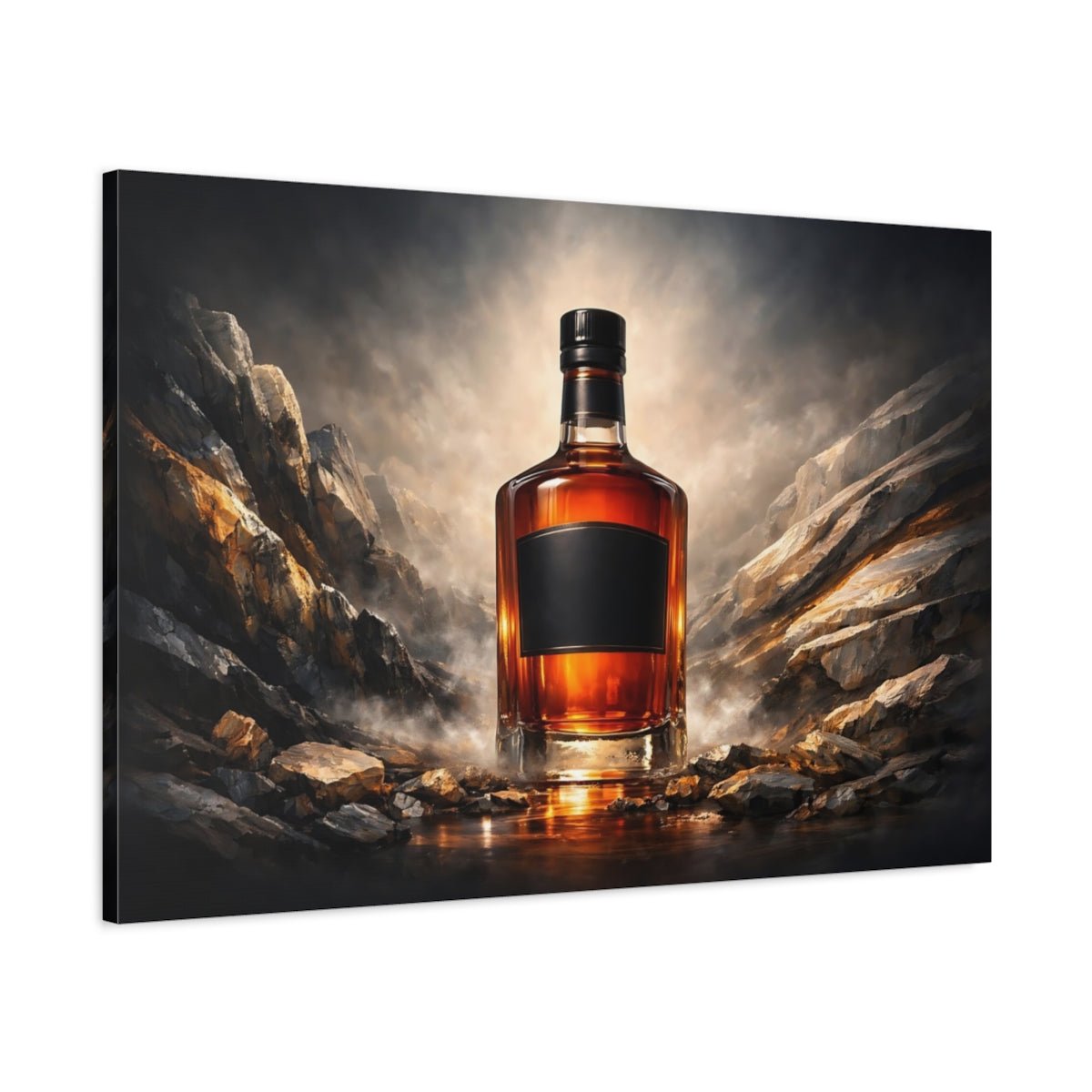 Nature Whiskey Bottle Landscape - Canvas Wall Art Print - YesArtYes