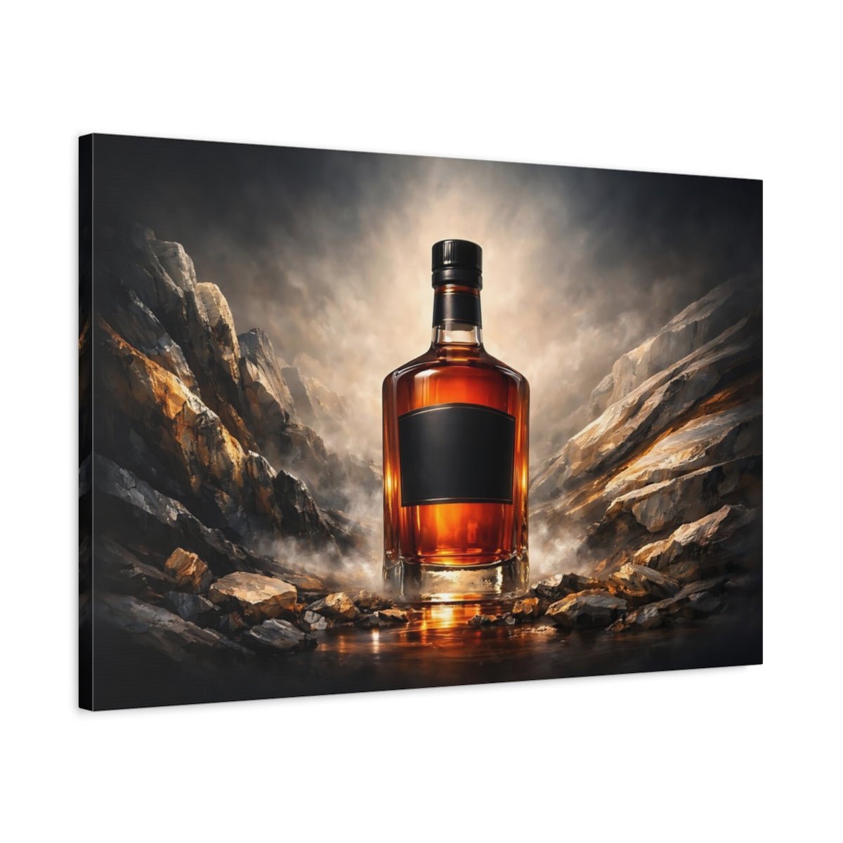 Nature Whiskey Bottle Landscape - Canvas Wall Art Print - YesArtYes