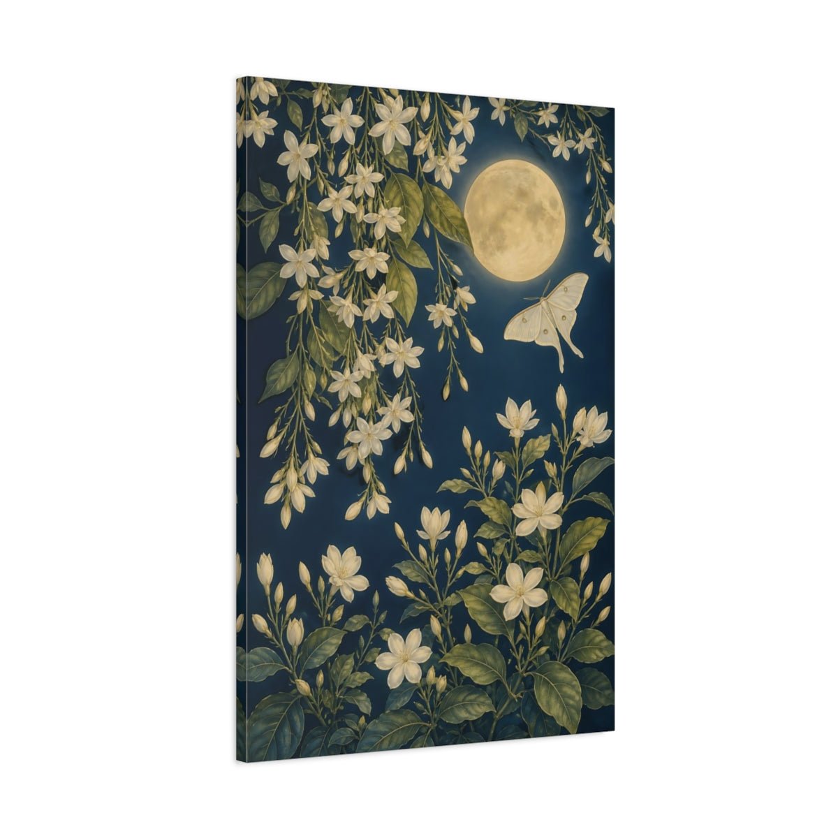 Nature White Flowers Blue And Floral Canvas Print – Botanical Decor for Living Room, Above Sofa - YesArtYes