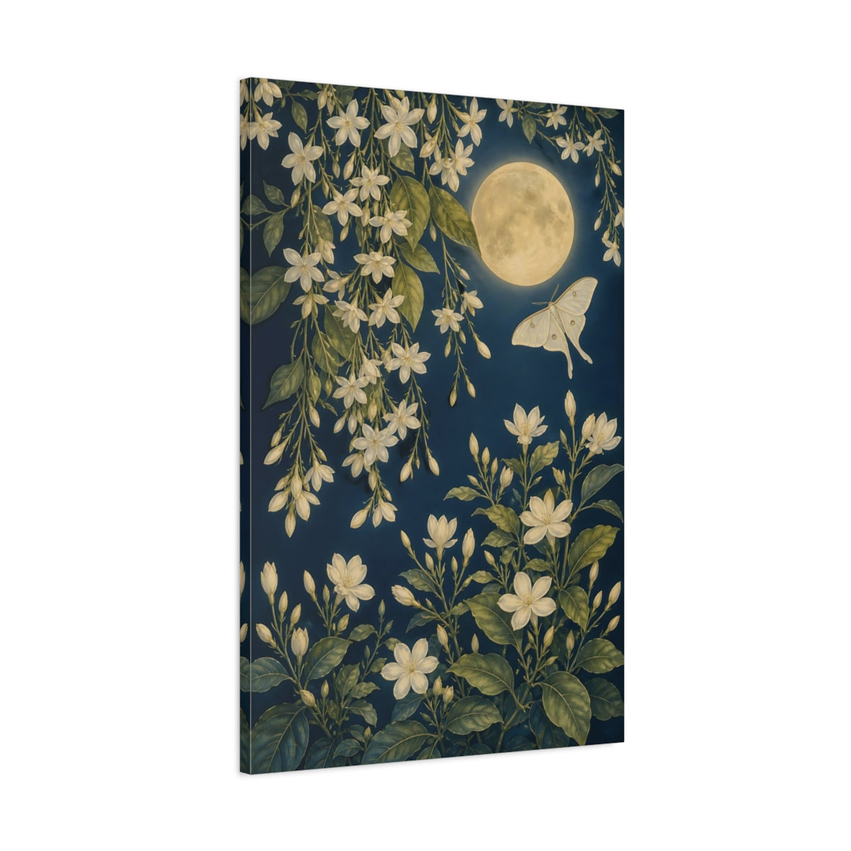 Main Mockup. Nature White Flowers Blue And White Floral shown as canvas print