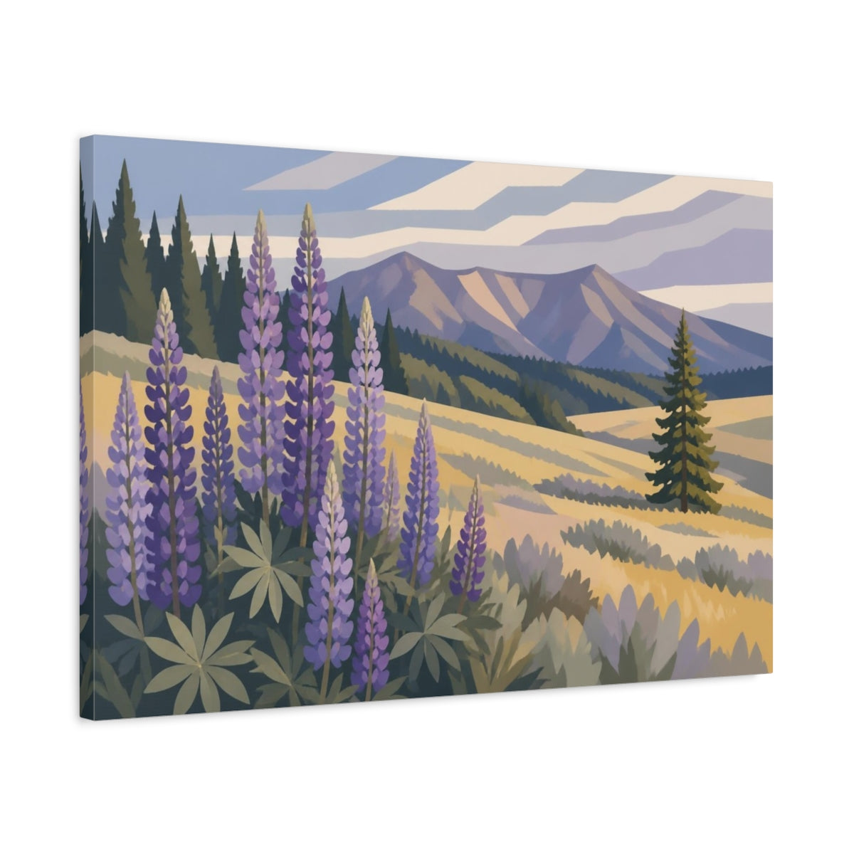 Side Mockup 2. Nature Wild Lupine Meadow shown as canvas print