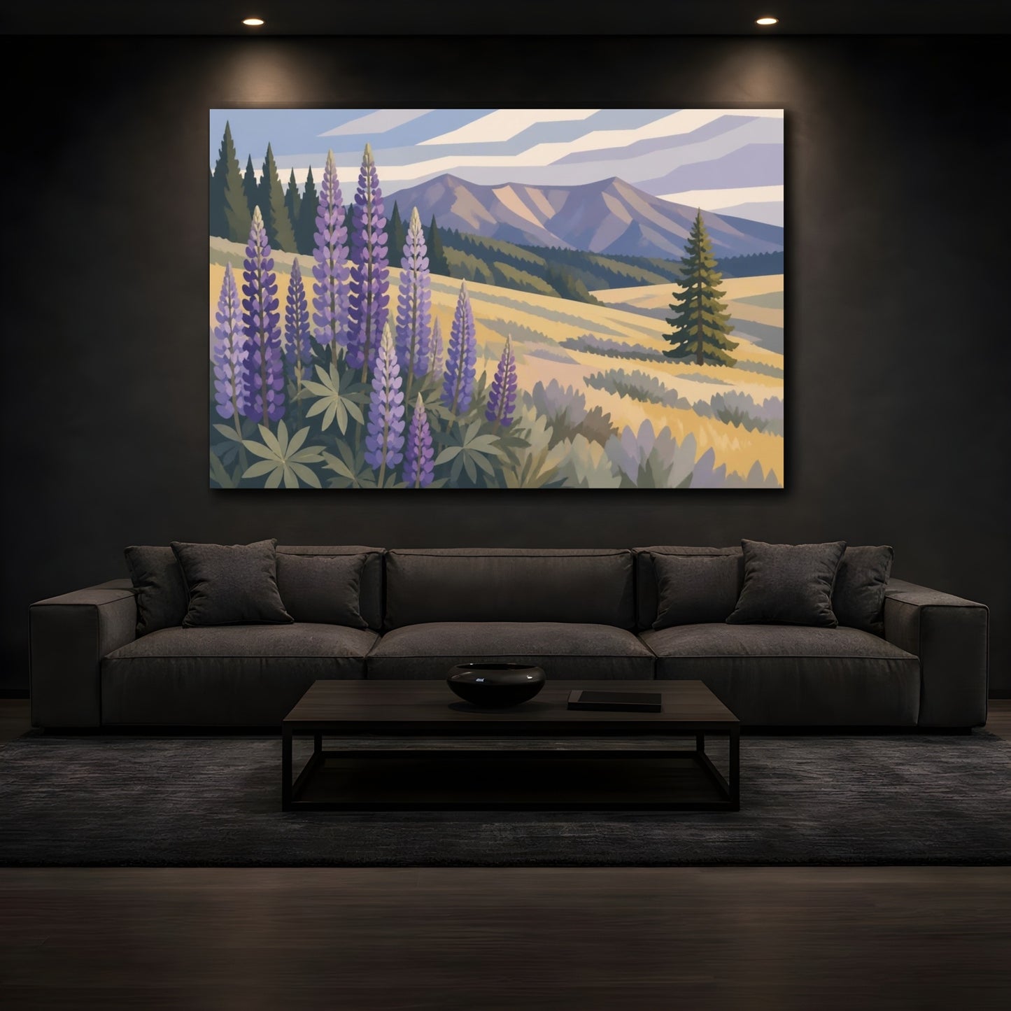 Mockup 3. Nature Wild Lupine Meadow shown as canvas print