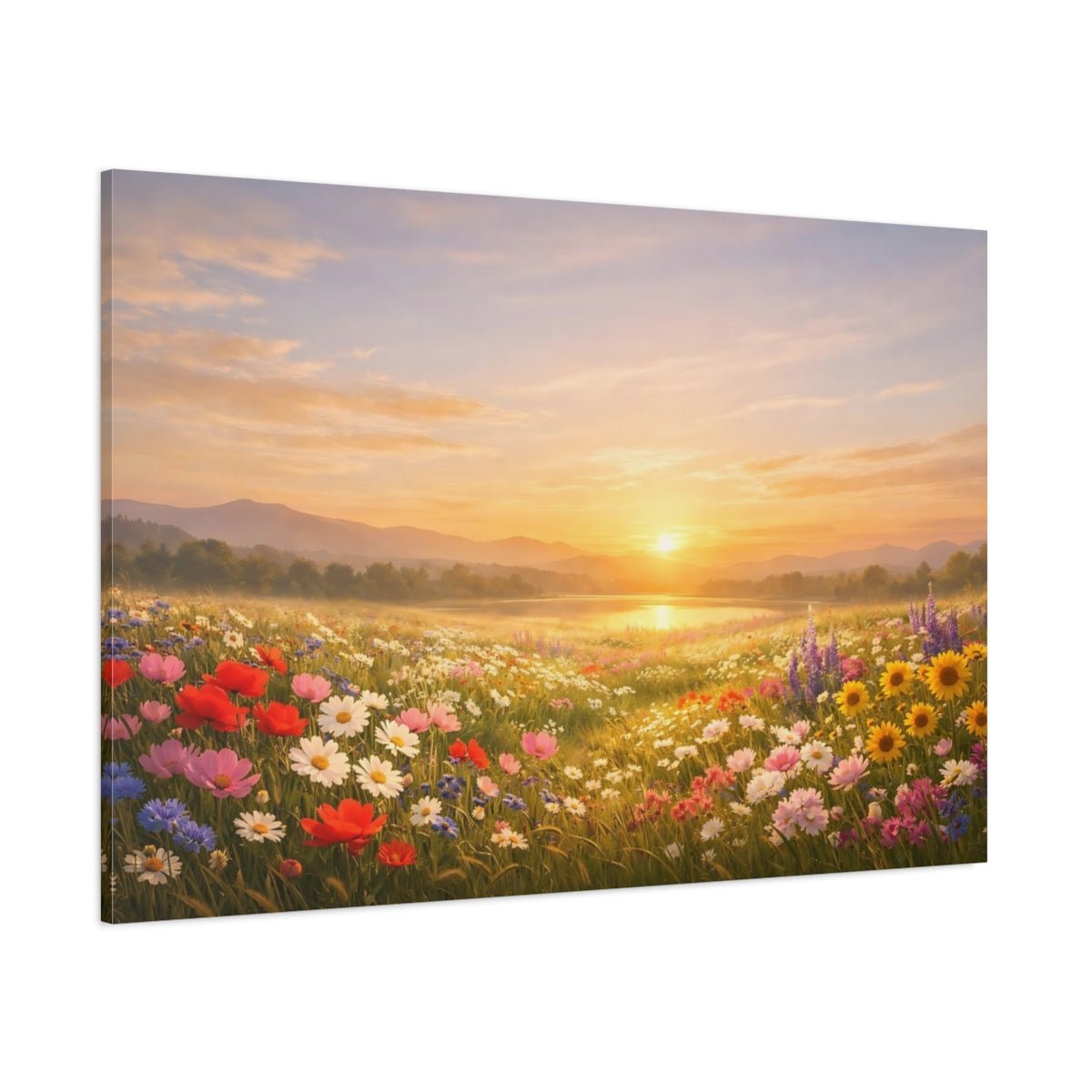 Nature Wildflower Field Colorful - Canvas Wall Art Print - YesArtYes