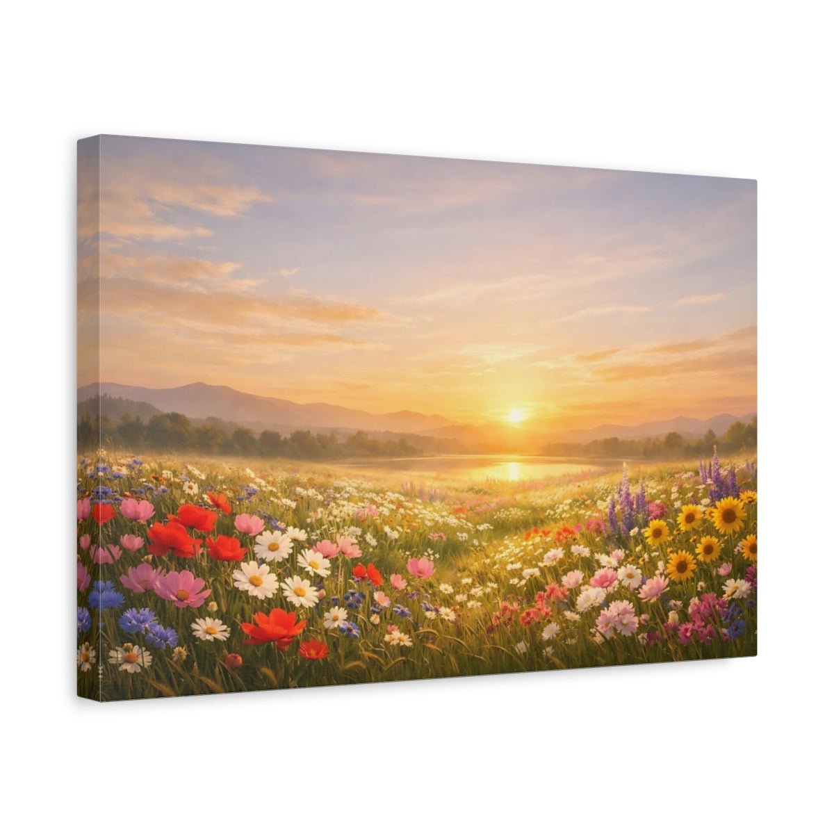 Nature Wildflower Field Colorful - Canvas Wall Art Print - YesArtYes