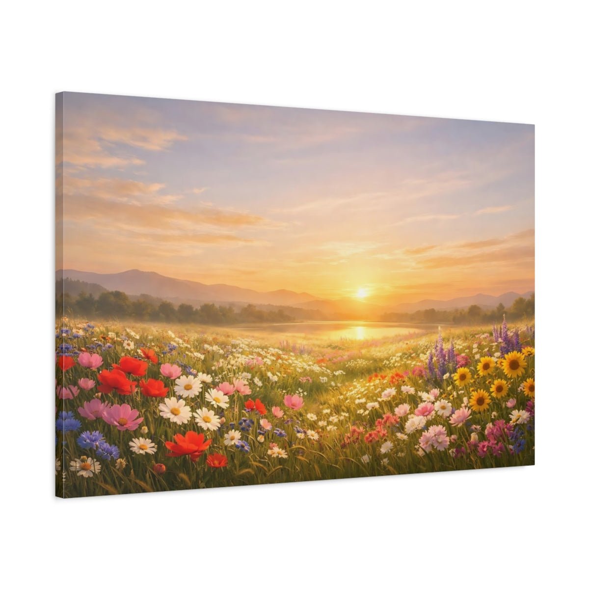 Nature Wildflower Field Colorful - Canvas Wall Art Print - YesArtYes
