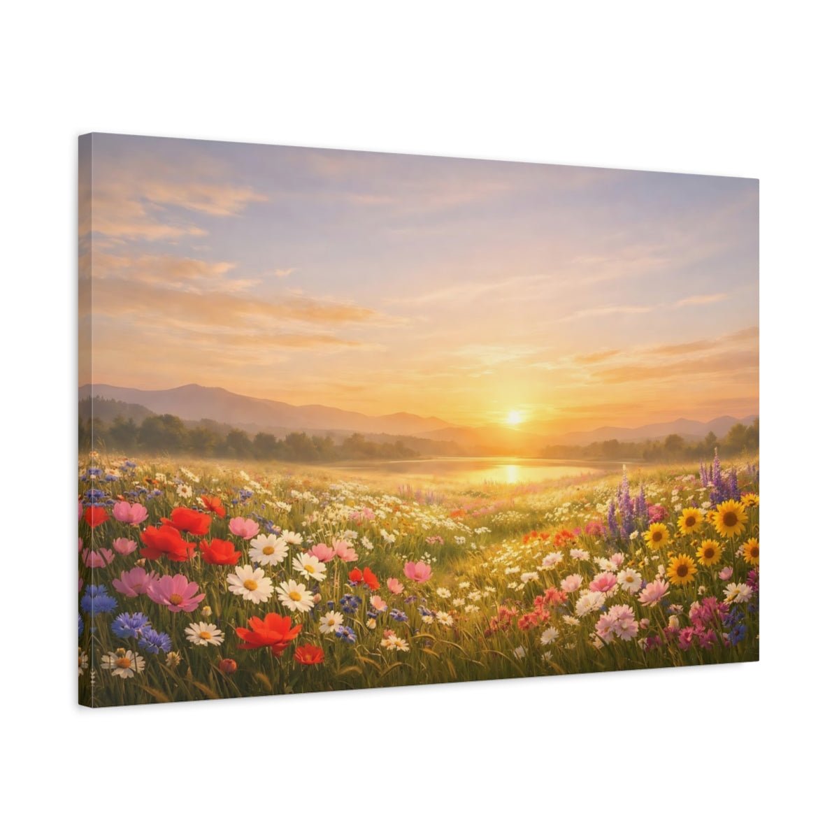 Nature Wildflower Field Colorful - Canvas Wall Art Print - YesArtYes