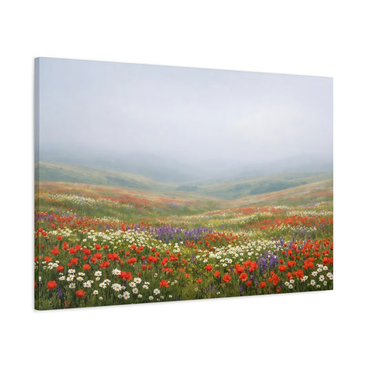 Main Mockup. Nature Wildflower Field Colorful Field shown as stretched canvas wall art