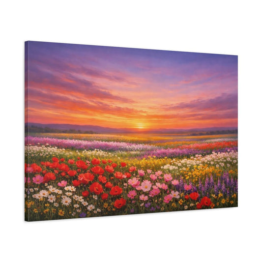 Nature Wildflower Field Colorful Flower - Canvas Wall Art Print - YesArtYes