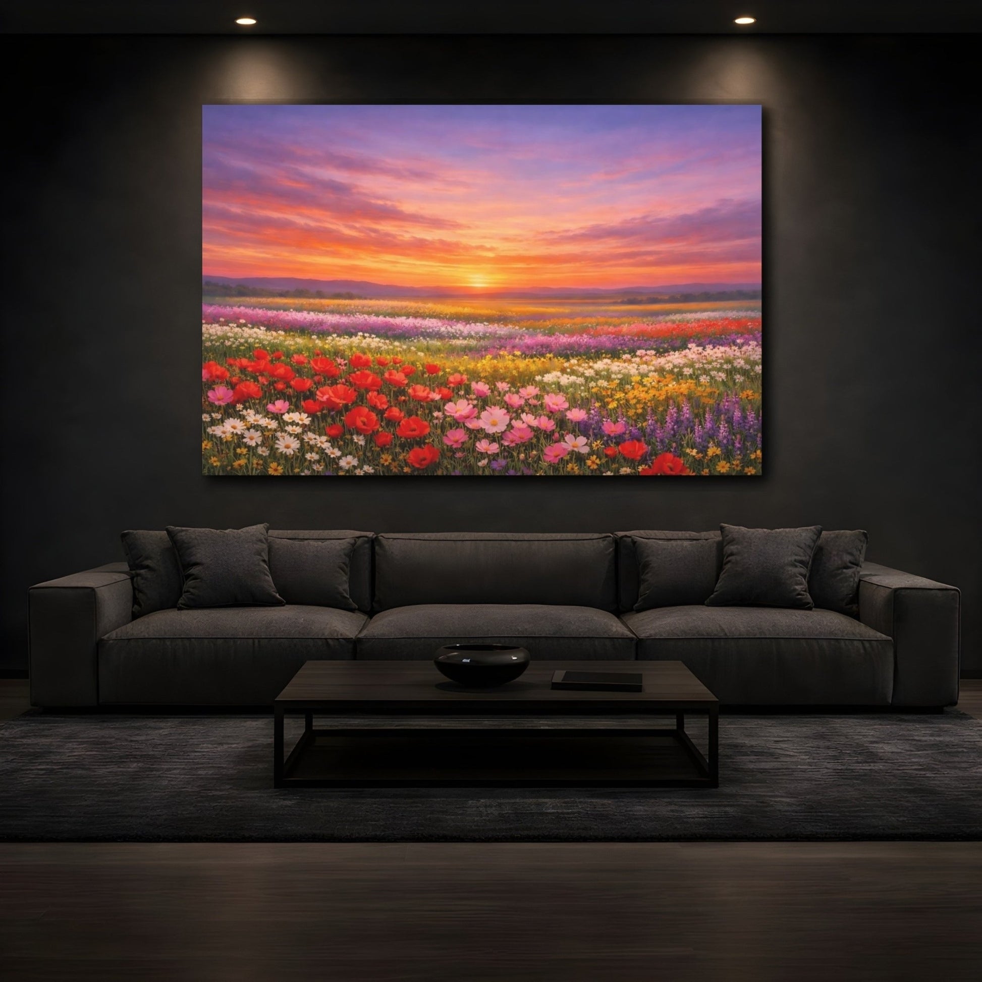 Nature Wildflower Field Colorful Flower - Canvas Wall Art Print - YesArtYes