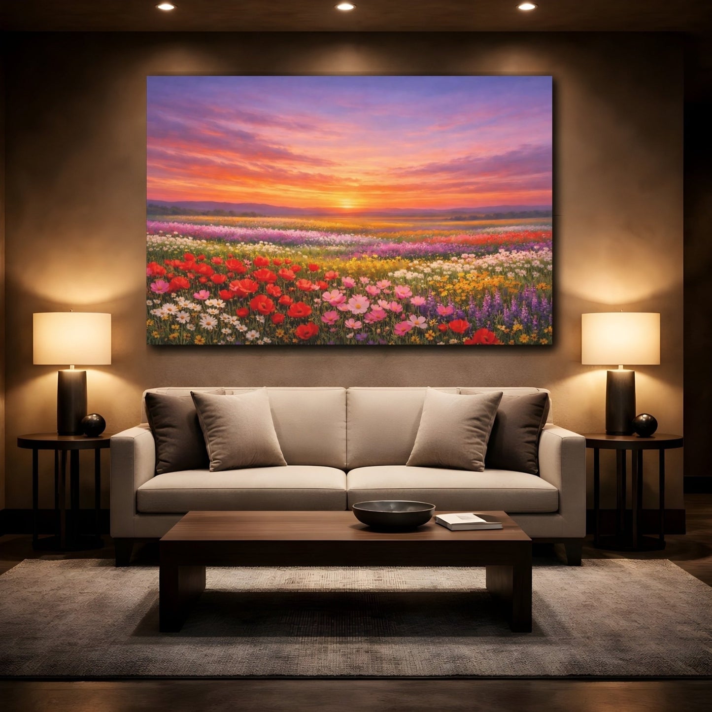 Nature Wildflower Field Colorful Flower - Canvas Wall Art Print - YesArtYes