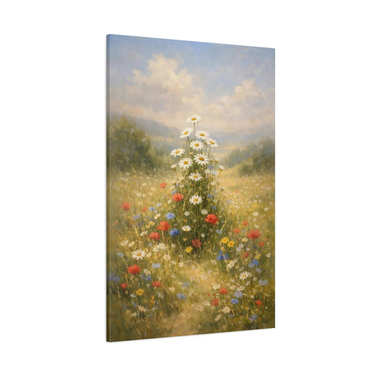 Main Mockup. Nature Wildflower Field Colorful Wildflowers shown as stretched canvas wall art