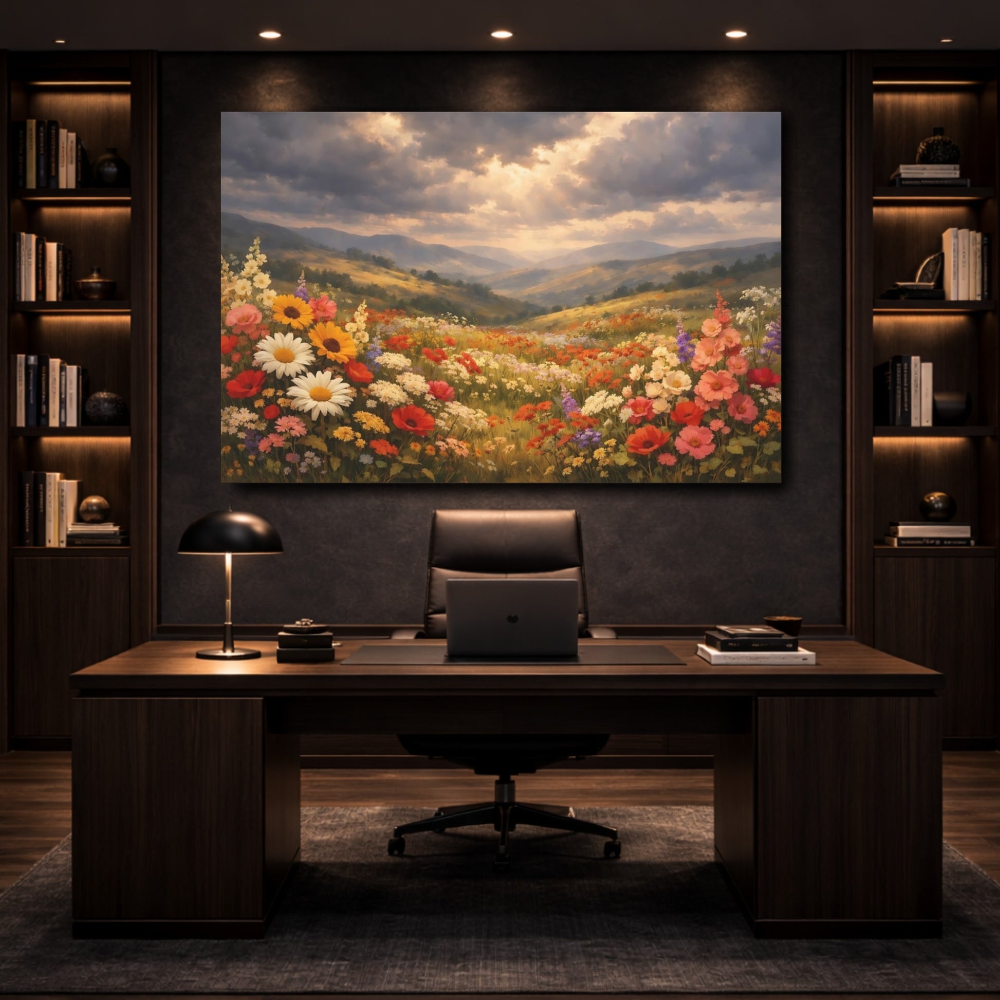 Mockup 4. Nature Wildflower Field Colorful Wildflowers shown as stretched canvas wall art