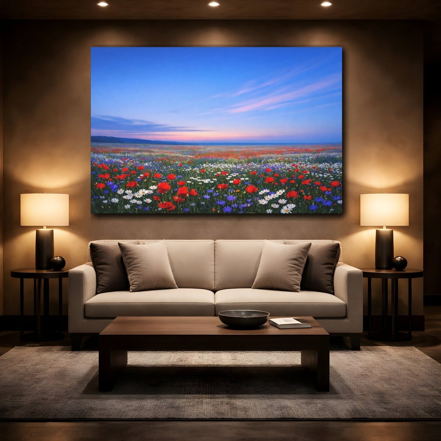 Nature Wildflower Field Vibrant Flower - Canvas Wall Art Print - YesArtYes