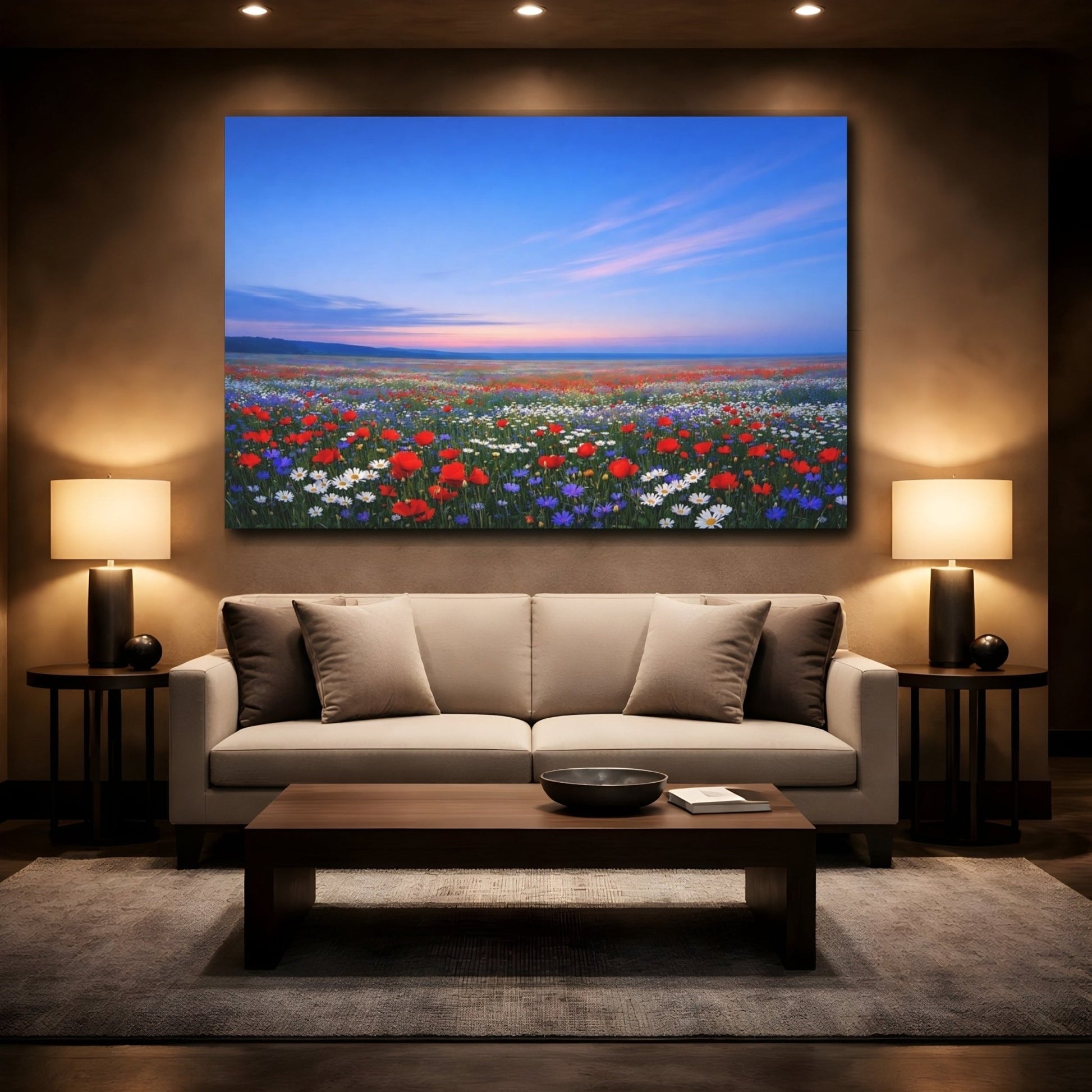 Nature Wildflower Field Vibrant Flower - Canvas Wall Art Print - YesArtYes