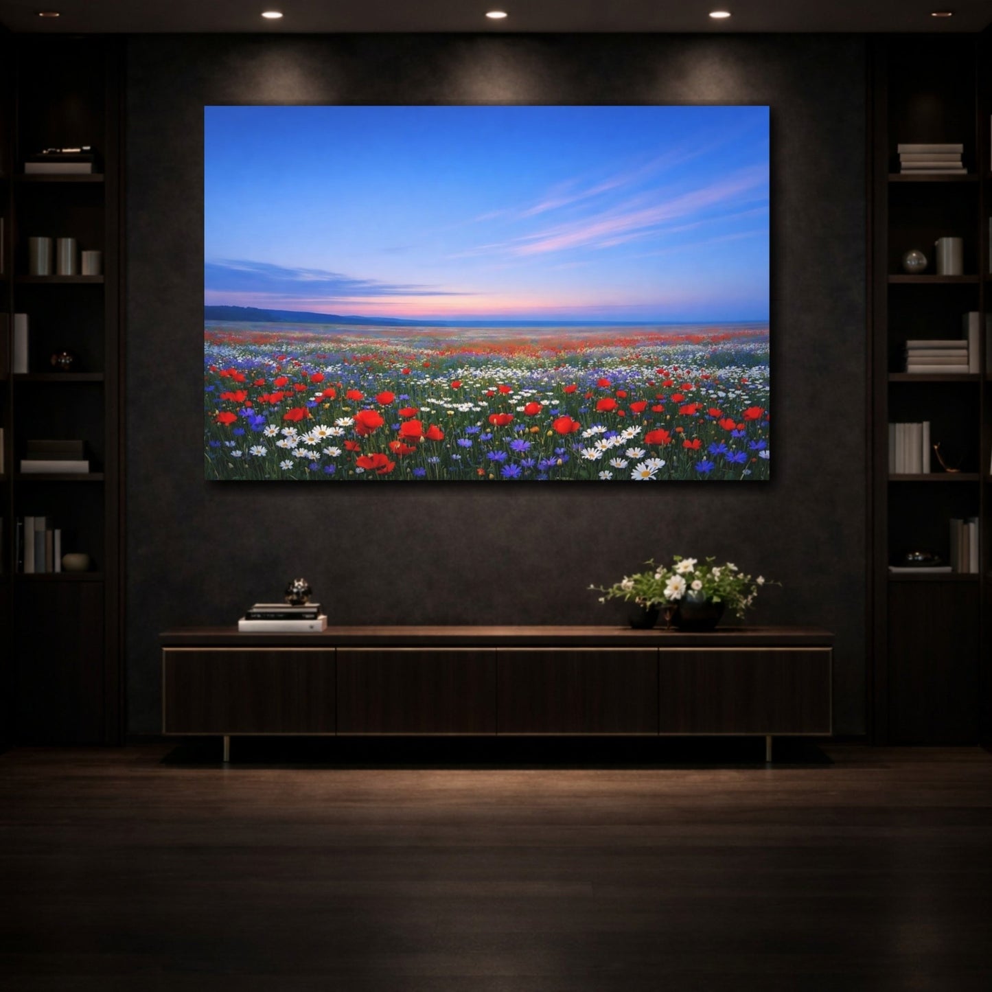 Nature Wildflower Field Vibrant Flower - Canvas Wall Art Print - YesArtYes
