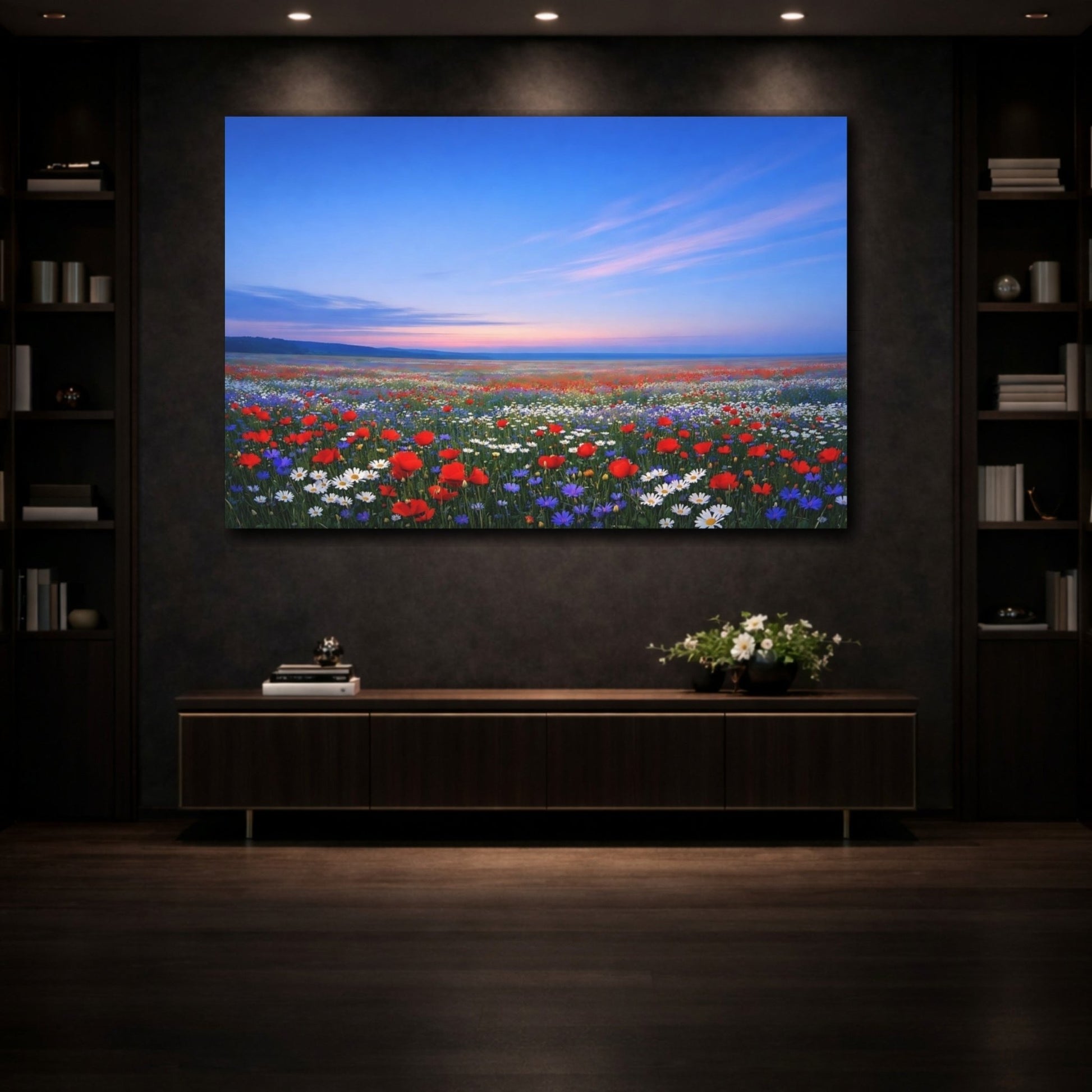 Nature Wildflower Field Vibrant Flower - Canvas Wall Art Print - YesArtYes