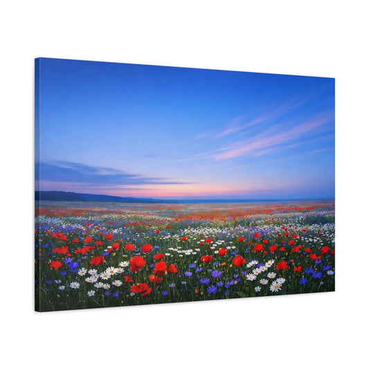 Main Mockup. Nature Wildflower Field Vibrant Flower Field shown as stretched canvas wall art