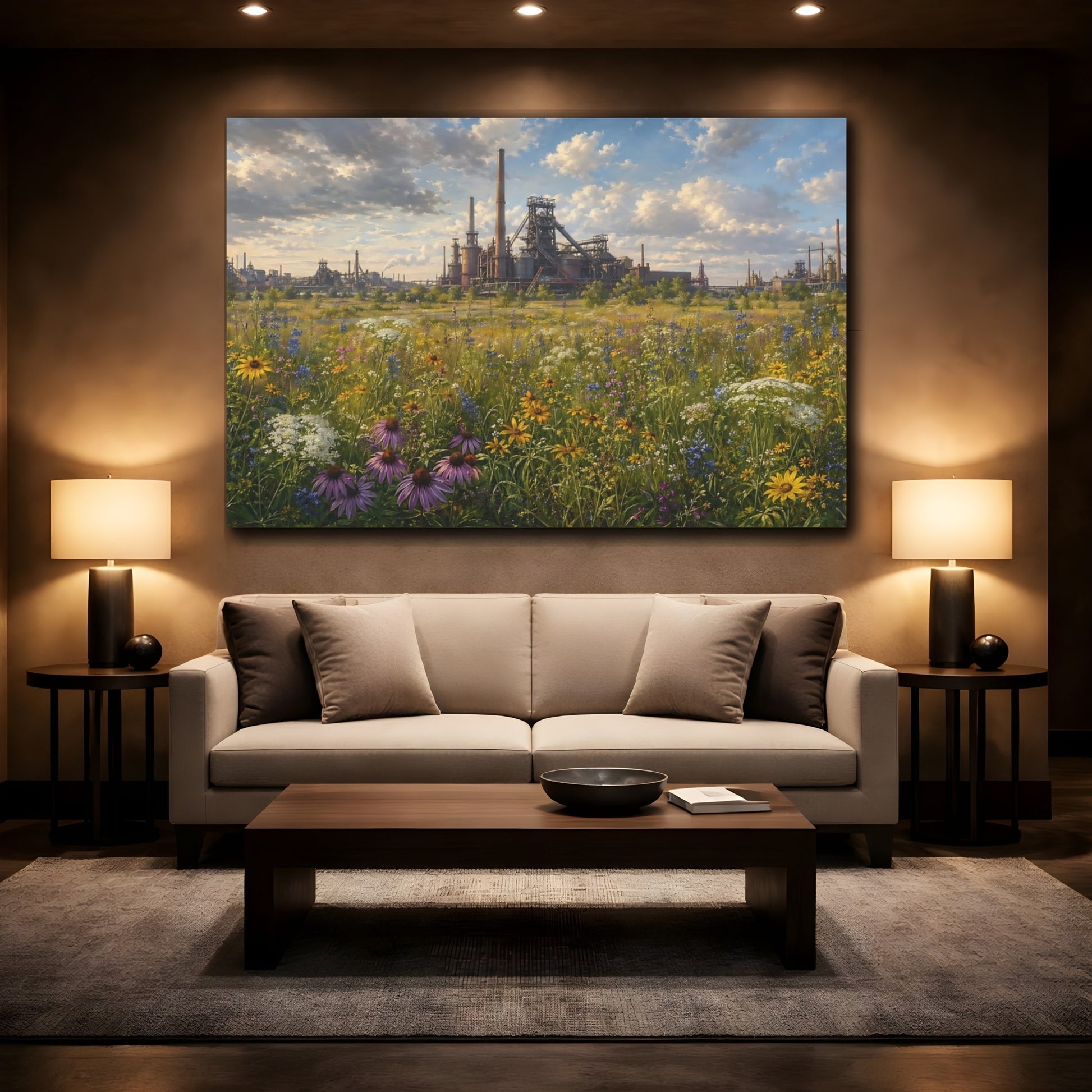 Mockup 2. Nature Wildflower Field Wildflower Field Factory shown as stretched canvas wall art