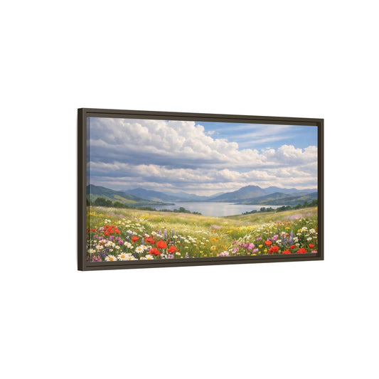 Main Mockup. Nature Wildflower Meadow Colorful Wildflowers shown as stretched canvas wall art
