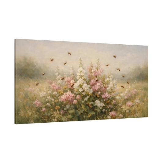 Main Mockup. Nature Wildflower Meadow Pastel Meadow Flowers shown as stretched canvas wall art