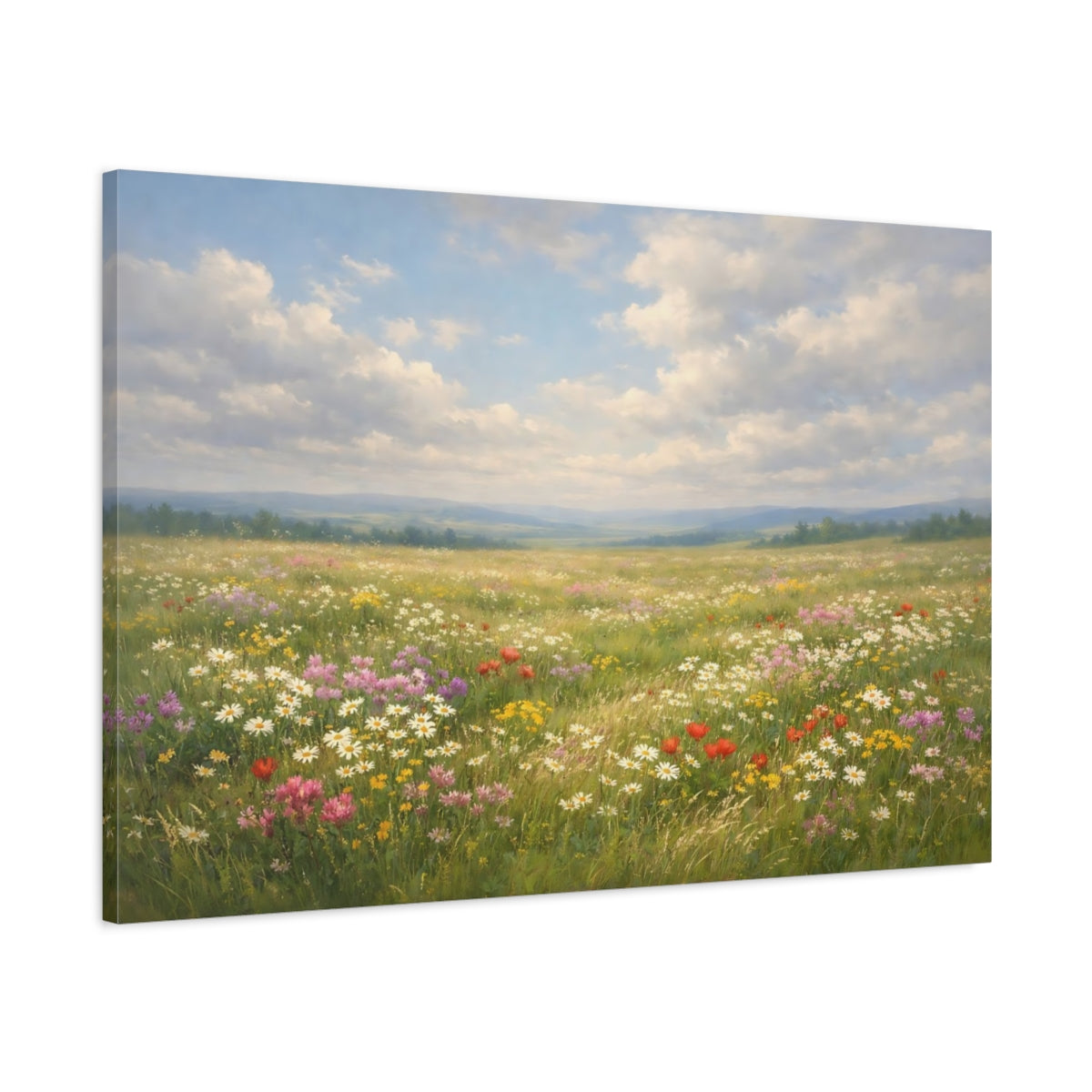 Main Mockup. Nature Wildflower Meadow Wildflower Meadow Landscape shown as stretched canvas wall art