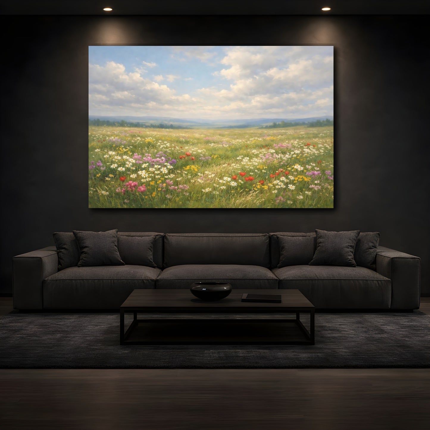 Mockup 2. Nature Wildflower Meadow Wildflower Meadow Landscape shown as stretched canvas wall art