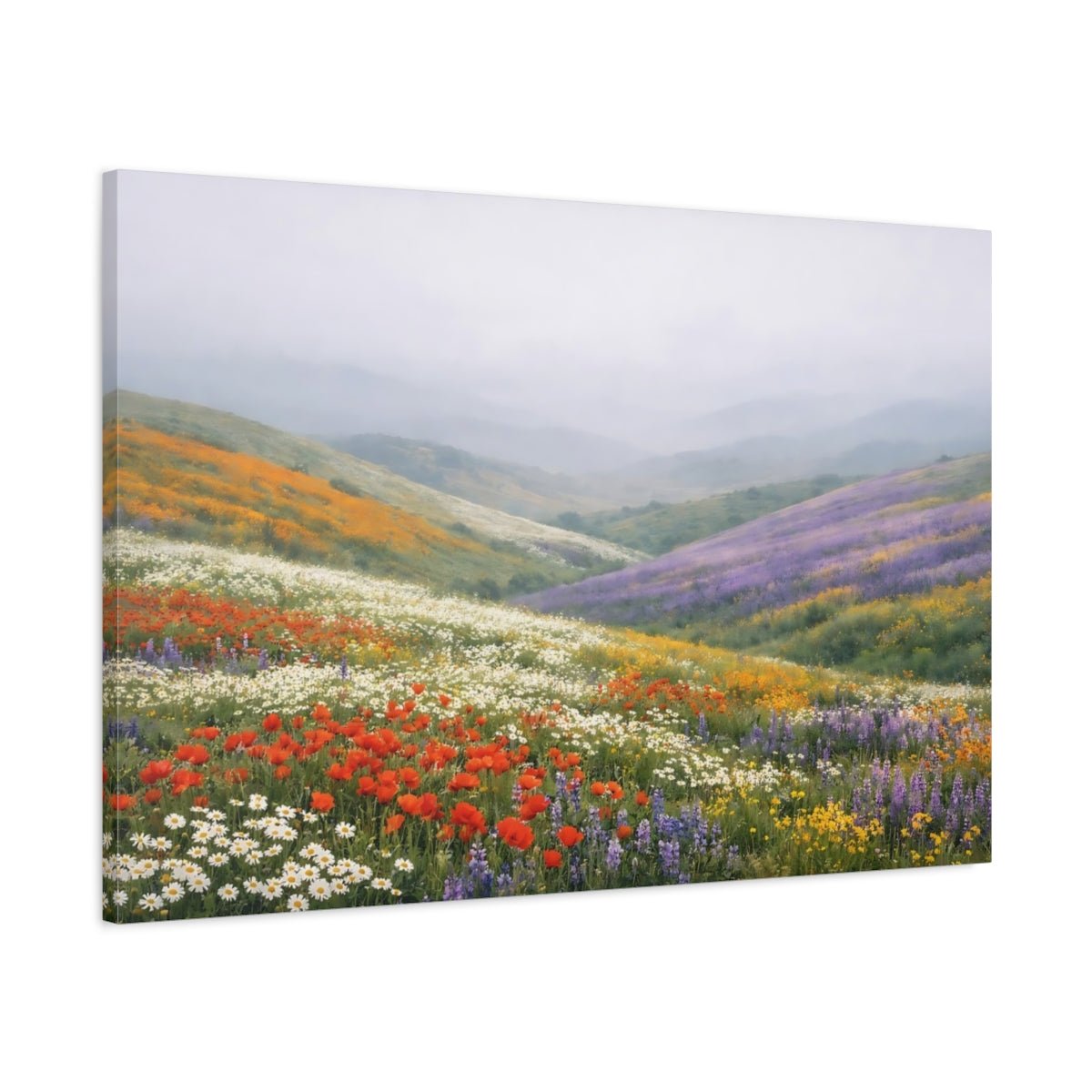 Nature Wildflower Valley Colorful - Canvas Wall Art Print - YesArtYes