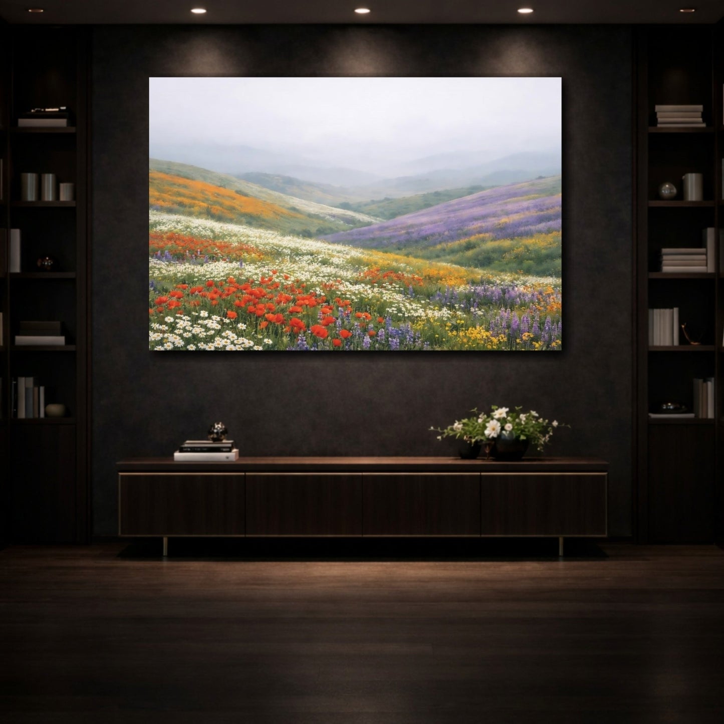 Nature Wildflower Valley Colorful - Canvas Wall Art Print - YesArtYes