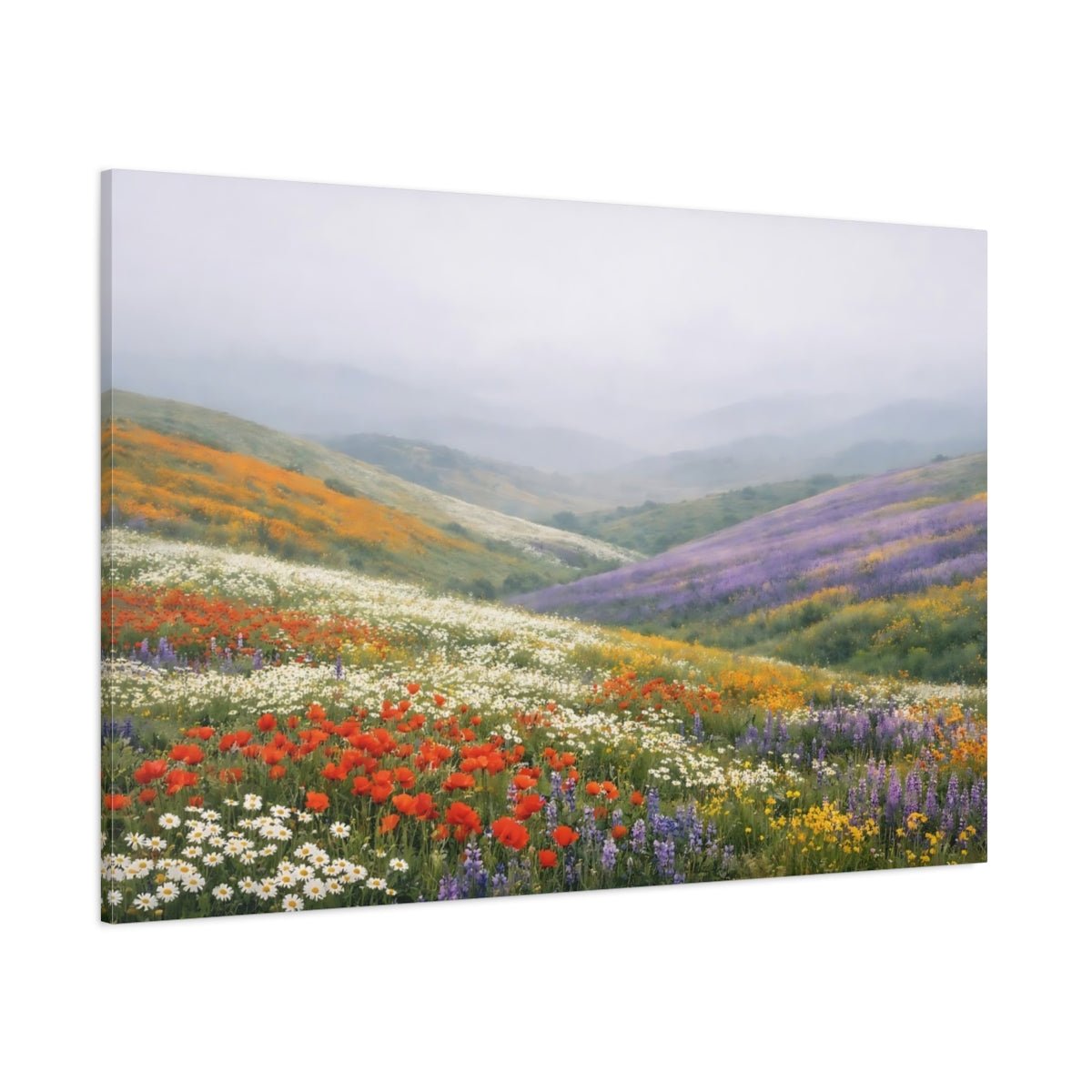 Nature Wildflower Valley Colorful - Canvas Wall Art Print - YesArtYes