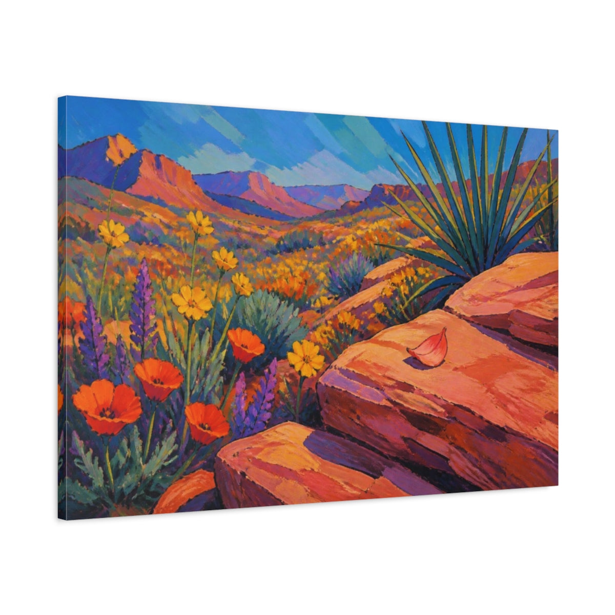 Main Mockup. Nature Wildflower Vista shown as canvas print