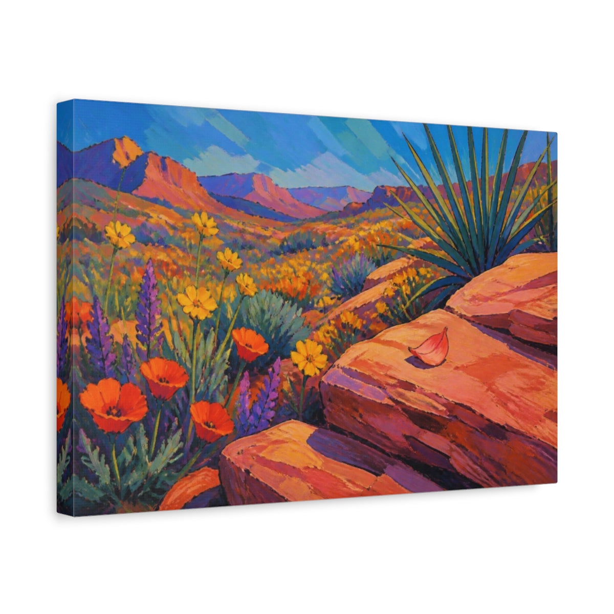 Side Mockup 4. Nature Wildflower Vista shown as canvas print