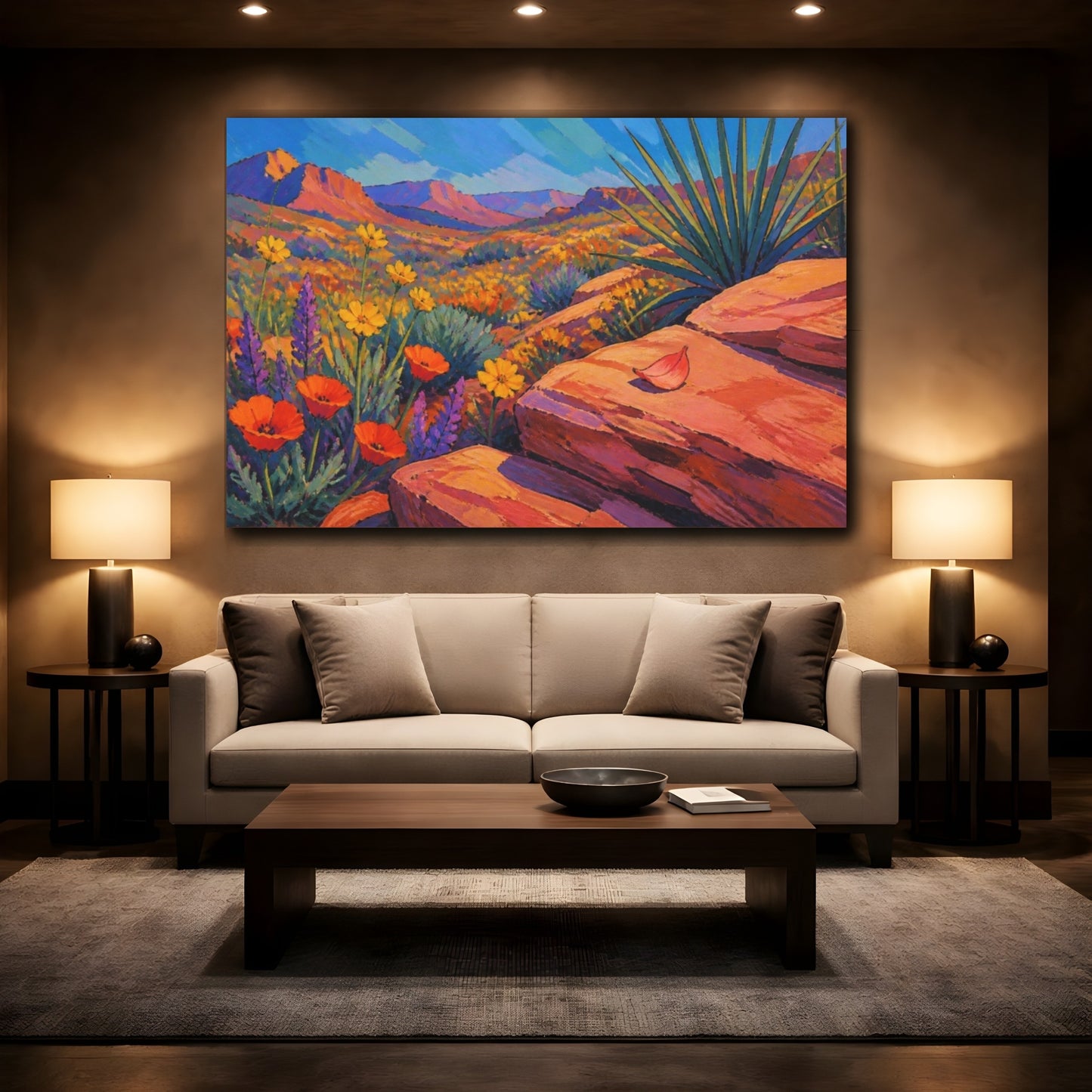 Mockup 2. Nature Wildflower Vista shown as canvas print