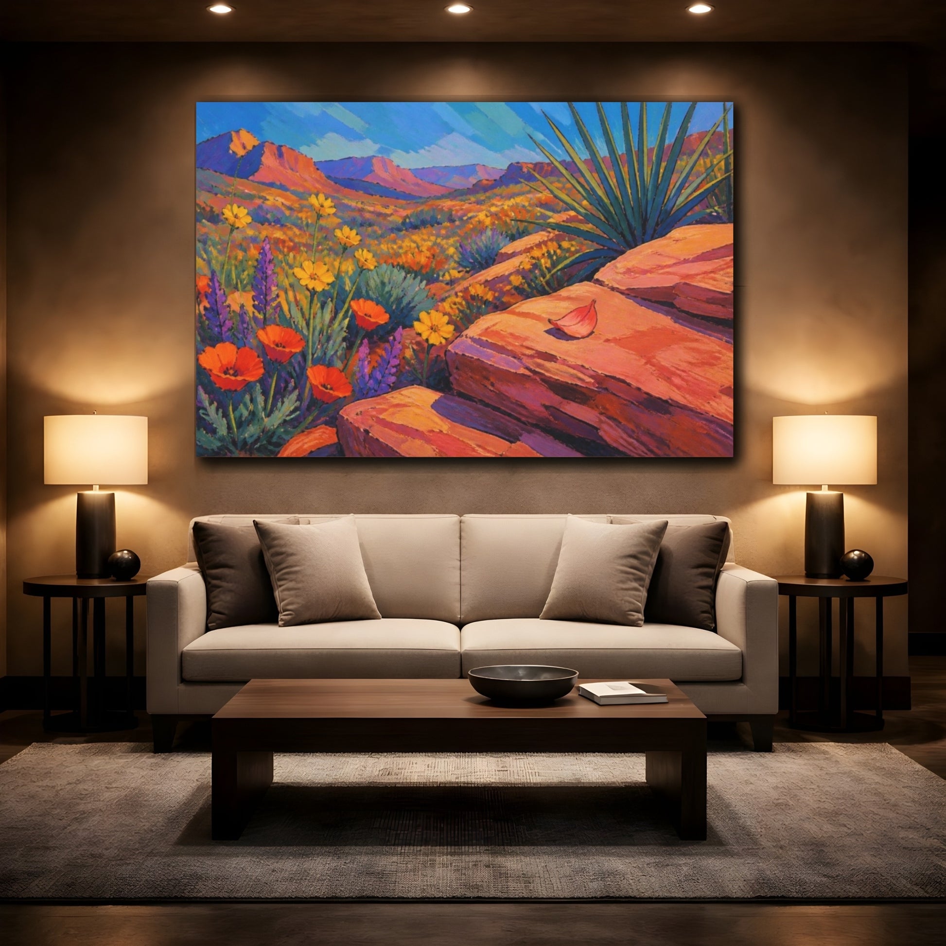Mockup 2. Nature Wildflower Vista shown as canvas print