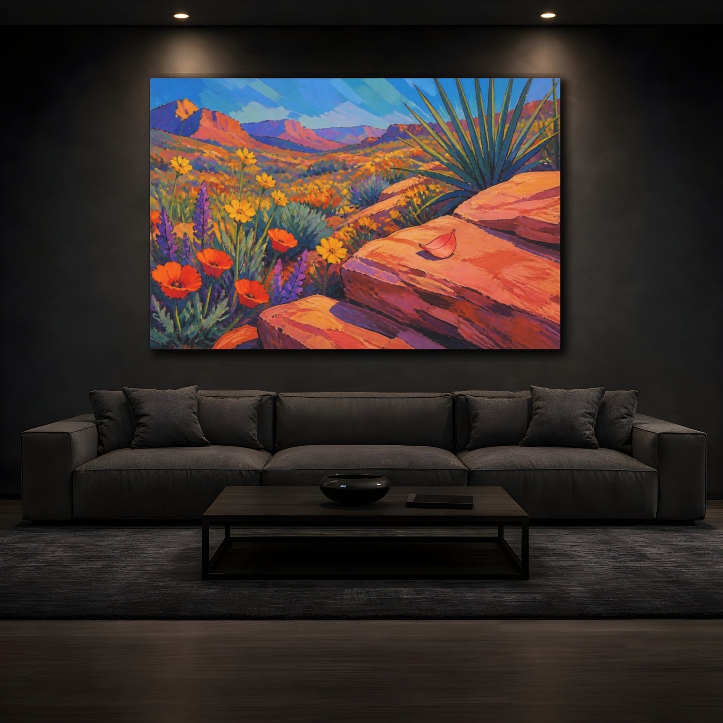 Mockup 3. Nature Wildflower Vista shown as canvas print