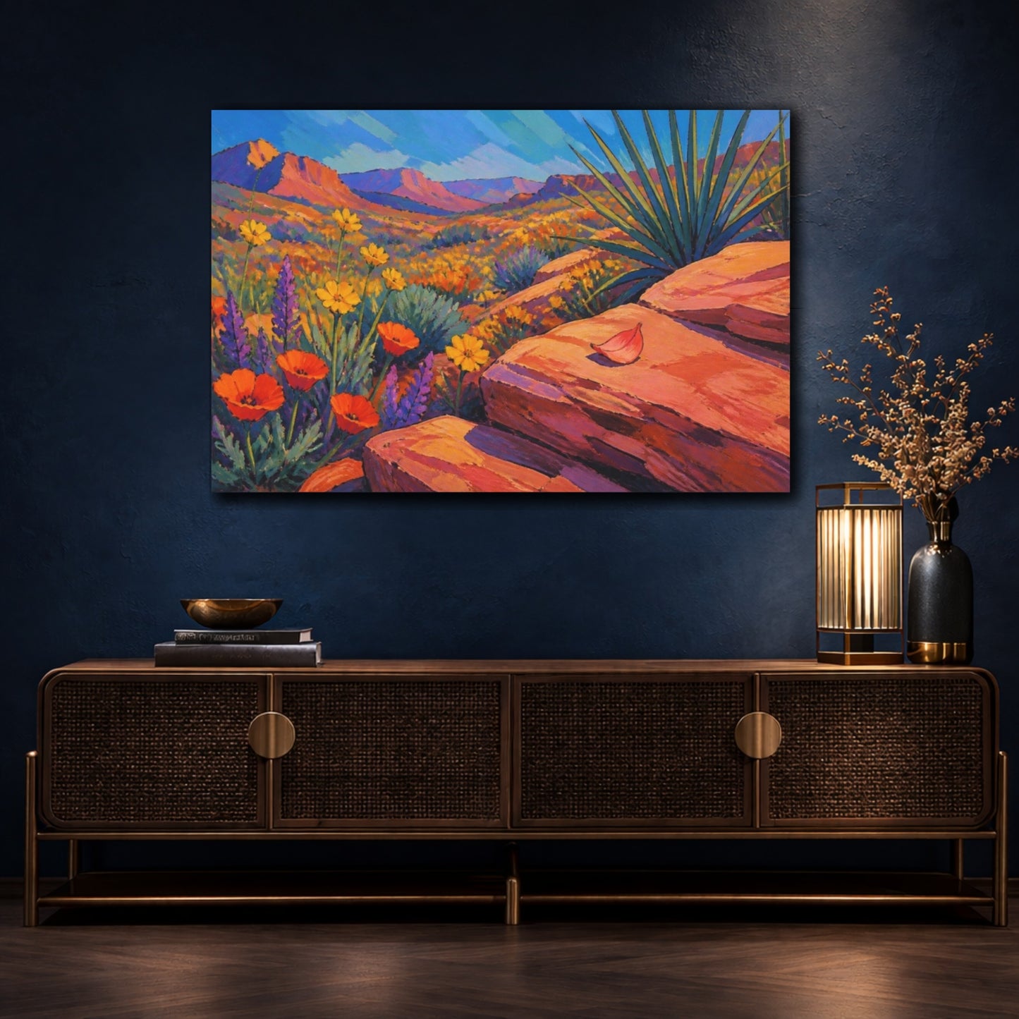 Mockup 4. Nature Wildflower Vista shown as canvas print